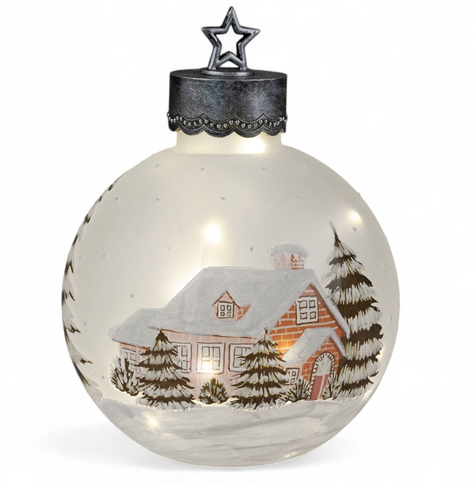 formano LED Dekolicht XXL Glas-Kugel 35 cm Winterdekor Timer 6h/18h Weihnachten Herbst Deko, LED fest integriert