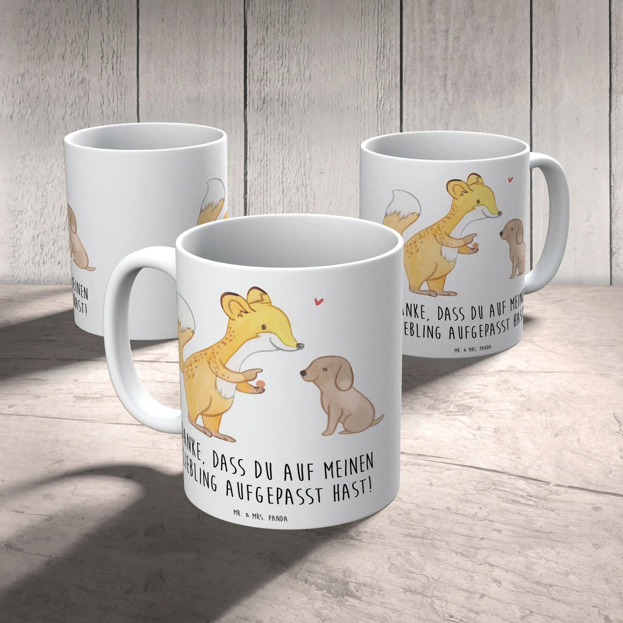 Mr. & Mrs. Panda Tasse Dank an Hundesitter - Weiß - Geschenk, Tasse, Tasse mit Motiven, Gesc, 1-tlg., Keramik, Glänzende Oberfläche