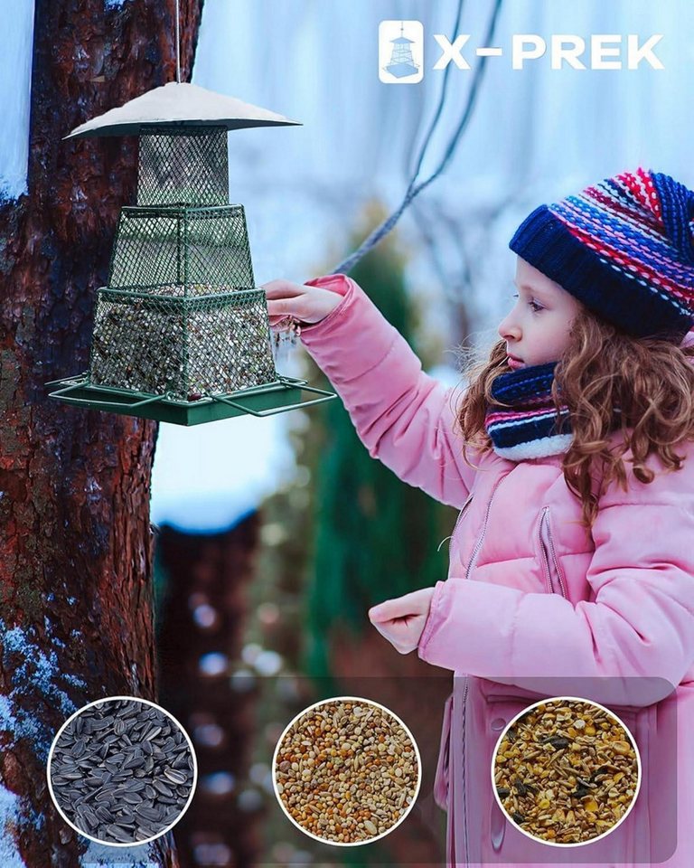 Thumbnail - LuxusKollektion Vogelhaus Vogelfutterspender mit Kegelblume, wetterfest, hängend, für Wildvögel