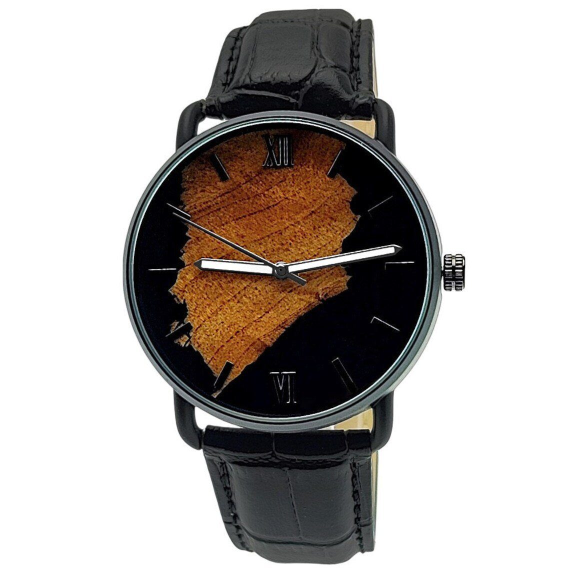 Holzwerk Quarzuhr DREBKAU Epoxidharz Edelstahl & Leder Uhr in gold, braun und grün