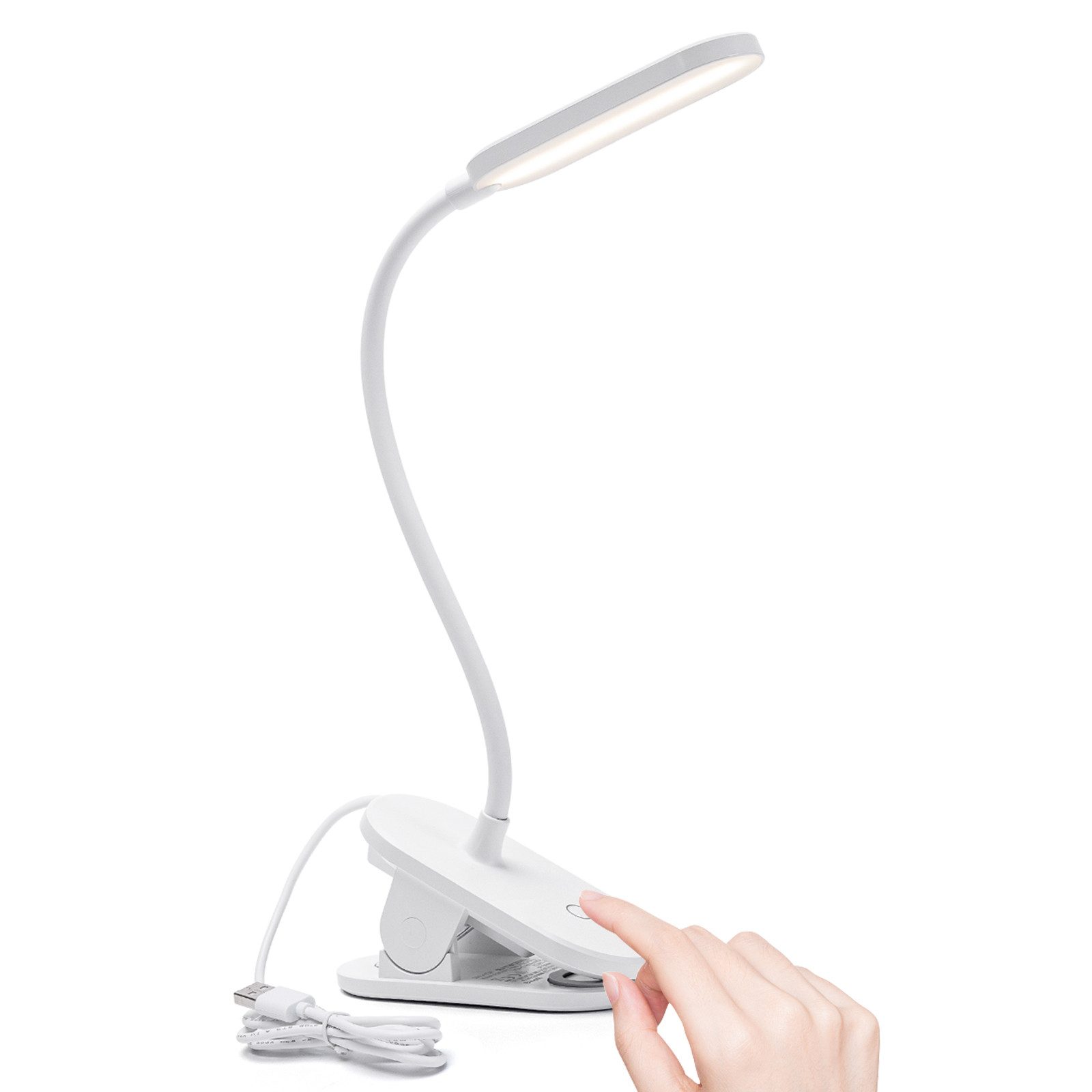 Aigostar Schreibtischlampe LED Leselampe mit 3 Helligkeitsmodi, 4000K, USB-Ladekabel – Bild 4 von 5