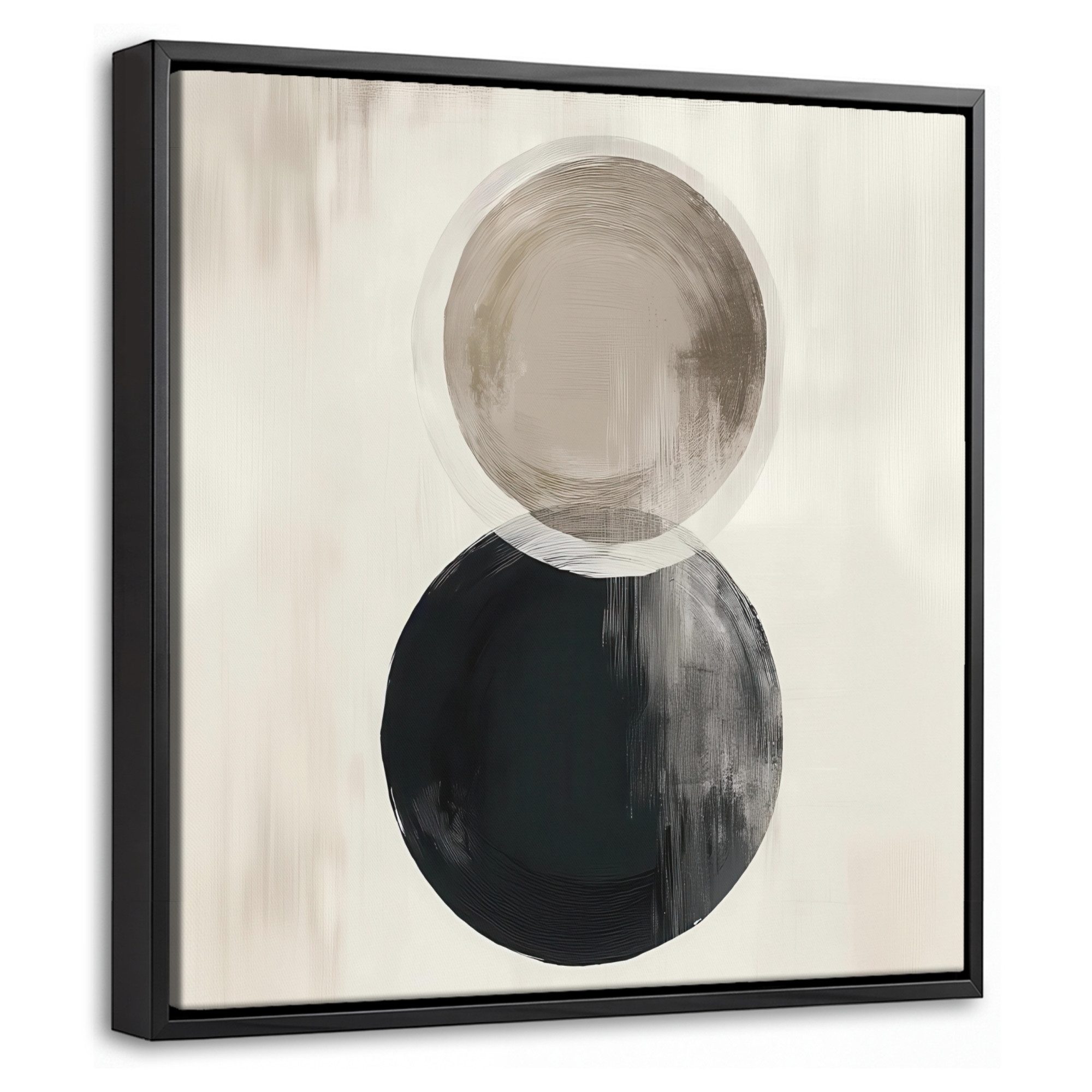 OneMillionCanvasses® Leinwandbild mit Rahmen - Kreise - Form - Beige - Abstrakt, Fotodruck (1 St), Leinwand Bilder Klein, Wand Dekoration Aesthetic 20x20cm