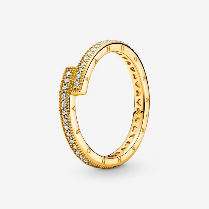 Pandora Fingerring 169491C01 Ring Damen Glitzernd Überlappend 14k Gold Plattiert Gr. 60