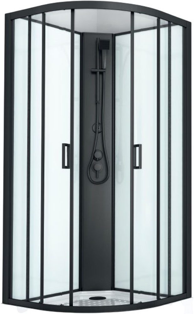 Sanotechnik Komplettdusche Balaton 1, BxT: 90x90 cm, Einscheibensicherheitsglas, Komplettduschkabine mit eleganten schwarzen Profilen, Maße 90x90x203cm
