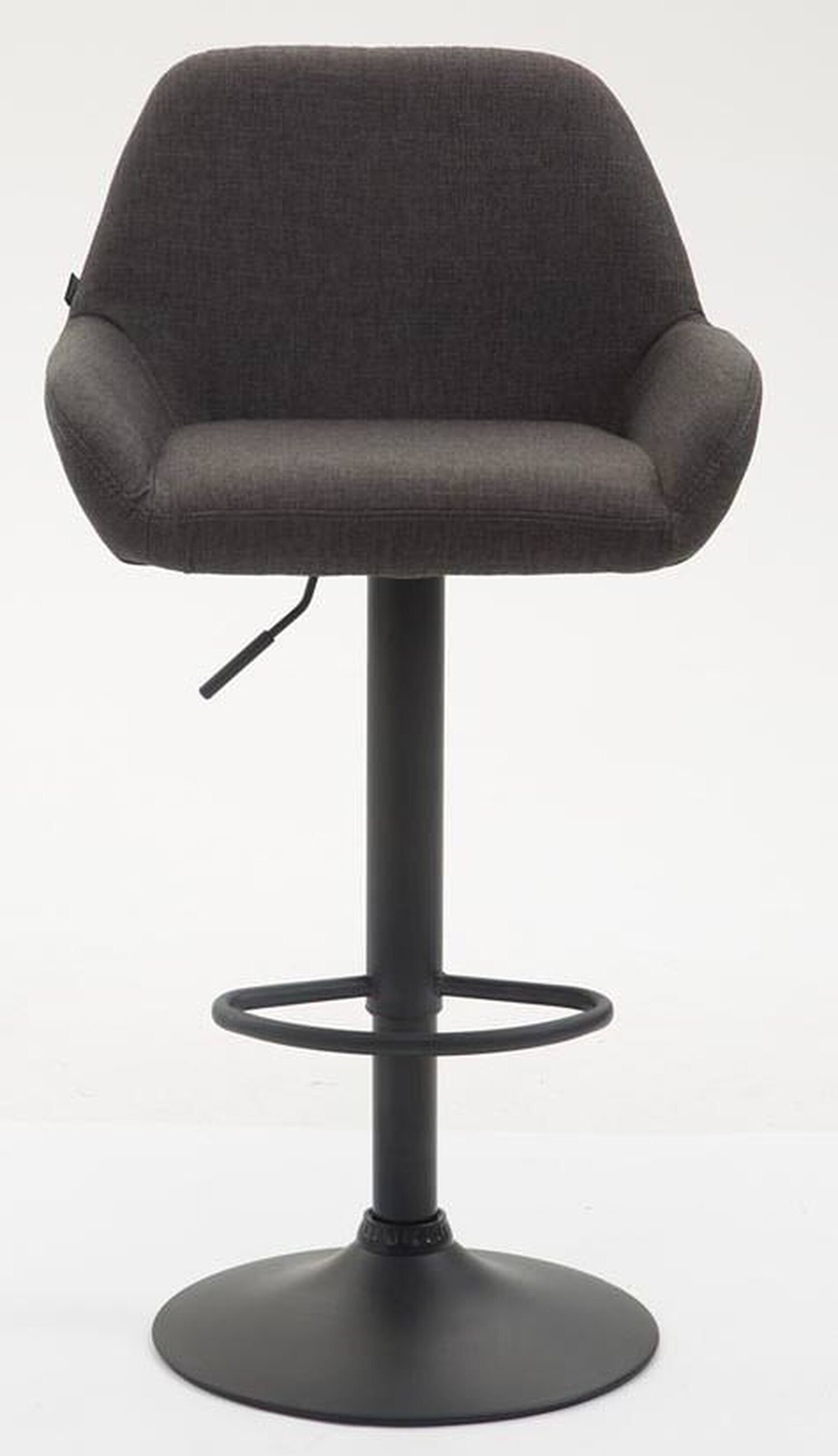 TPFLiving Barhocker Bragnum mit bequemer für Barstuhl - 2 St., schwarz Gestell Metall Dunkelgrau Rückenlehne - Theke 360° und Küche & angenehmer Sitzfläche: matt Stoff Sitzfläche (Set, drehbar), Fußstütze Hocker