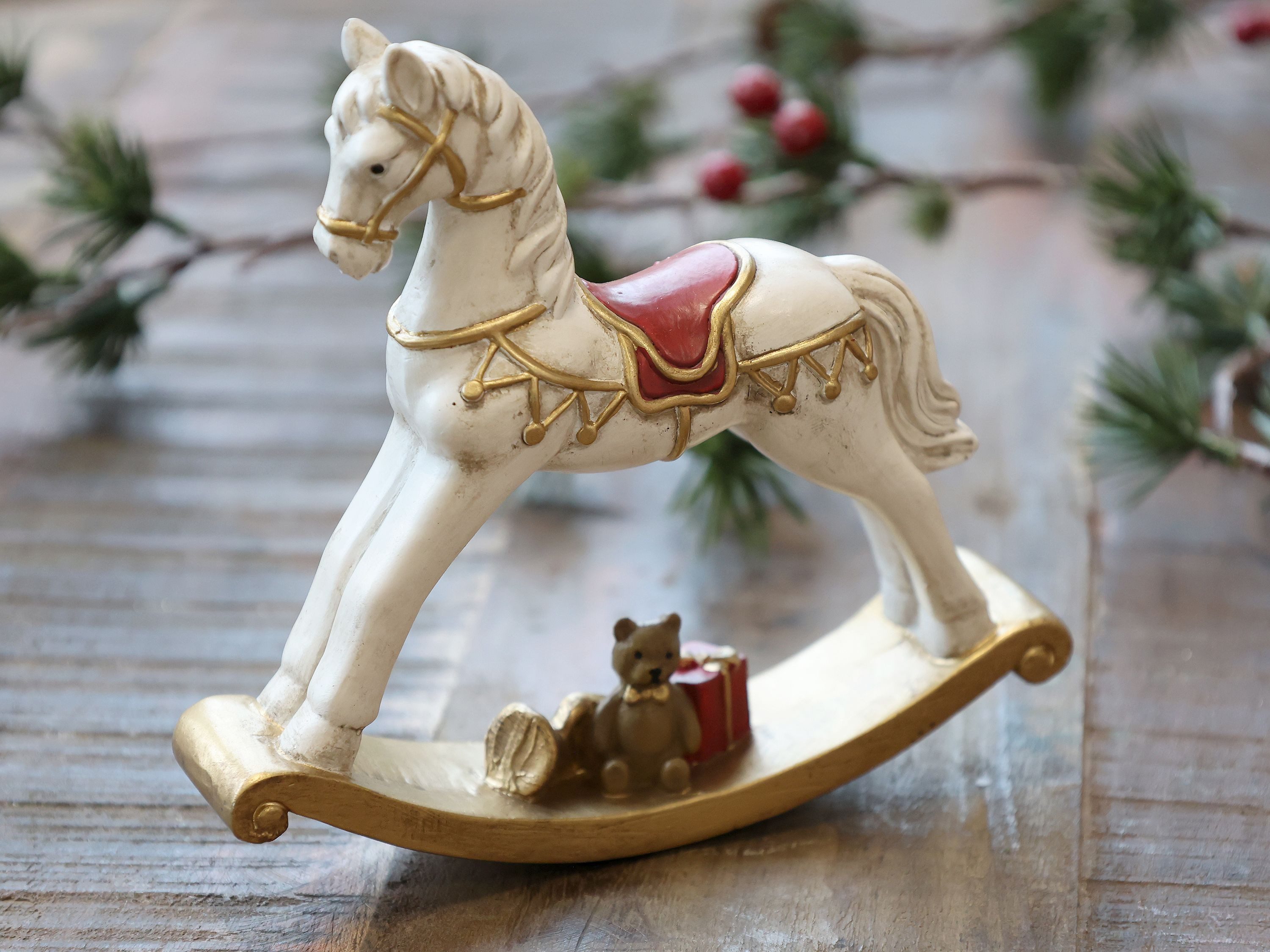 Chic Antique Weihnachtsfigur Vintage Schaukelpferd H13/L14,5/B3 cm creme (1 günstig online kaufen