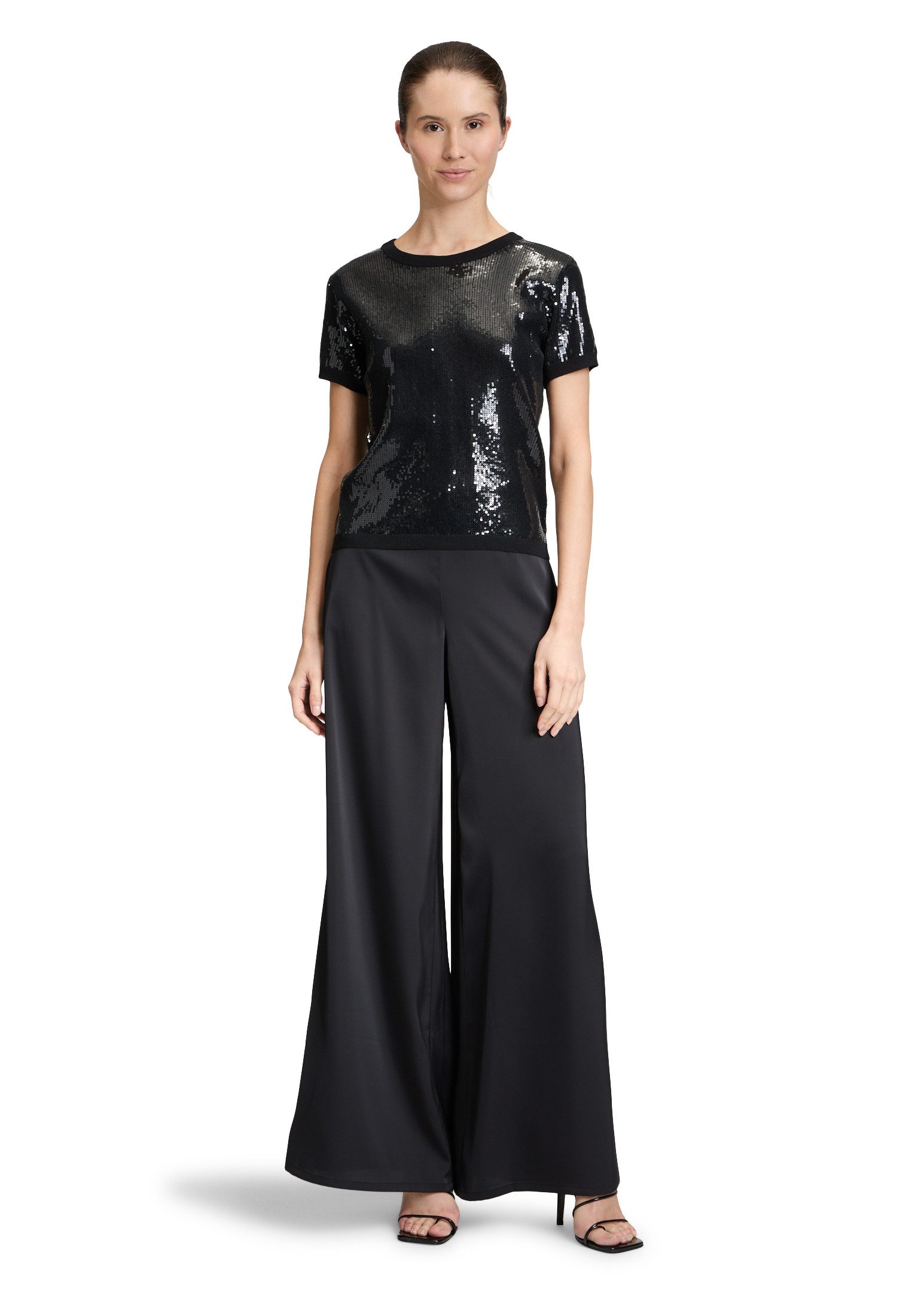 Vera Mont Kurzarmshirt Damen mit Rundhalsausschnitt (1-tlg) Pailletten