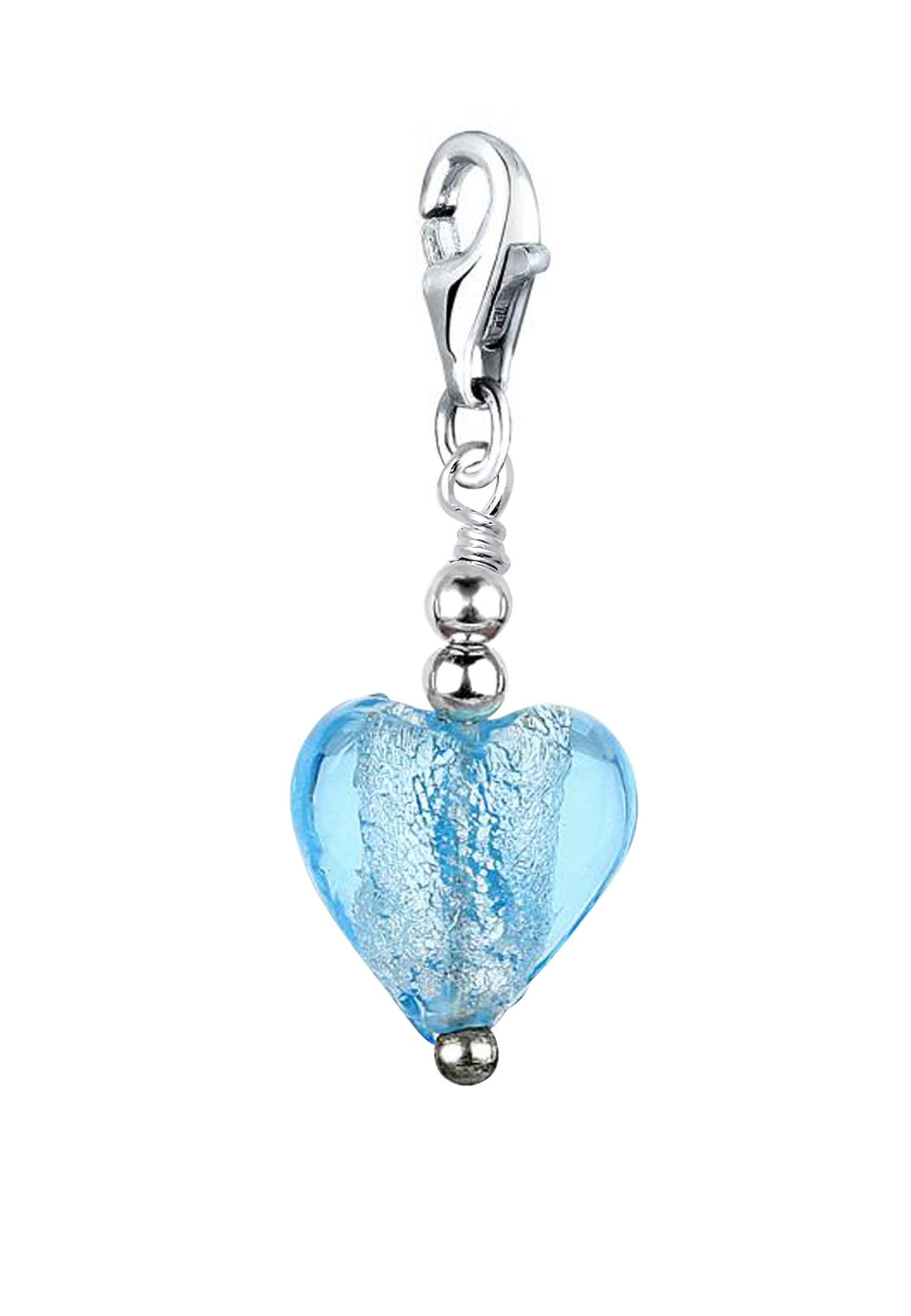 Nenalina Charm-Einhänger Herz-Anhänger Symbol Liebe Muranoglas 925 Silber