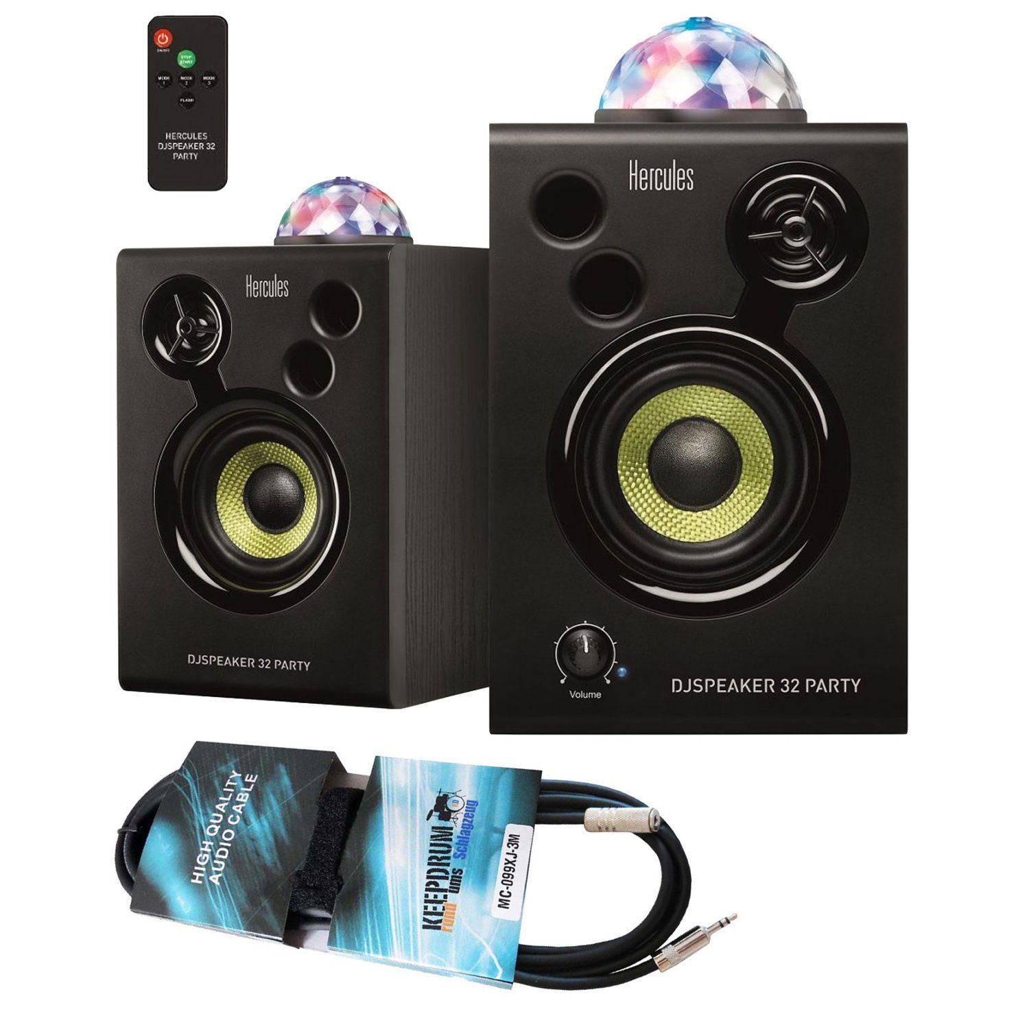 HERCULES DJ Speaker 32 Party-Lautsprecher (Monitor-Boxen, 30 W, mit Verlängerungskabel)