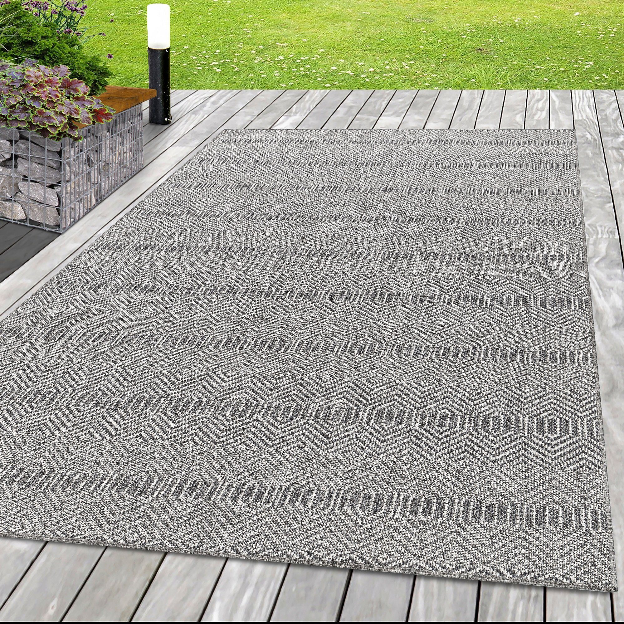 SIMPEX24 Outdoorteppich Boho Design, Läufer, Höhe: 7 mm, Outdoor Teppich Boho Design Wetterfest für Terrasse Balkon Küche