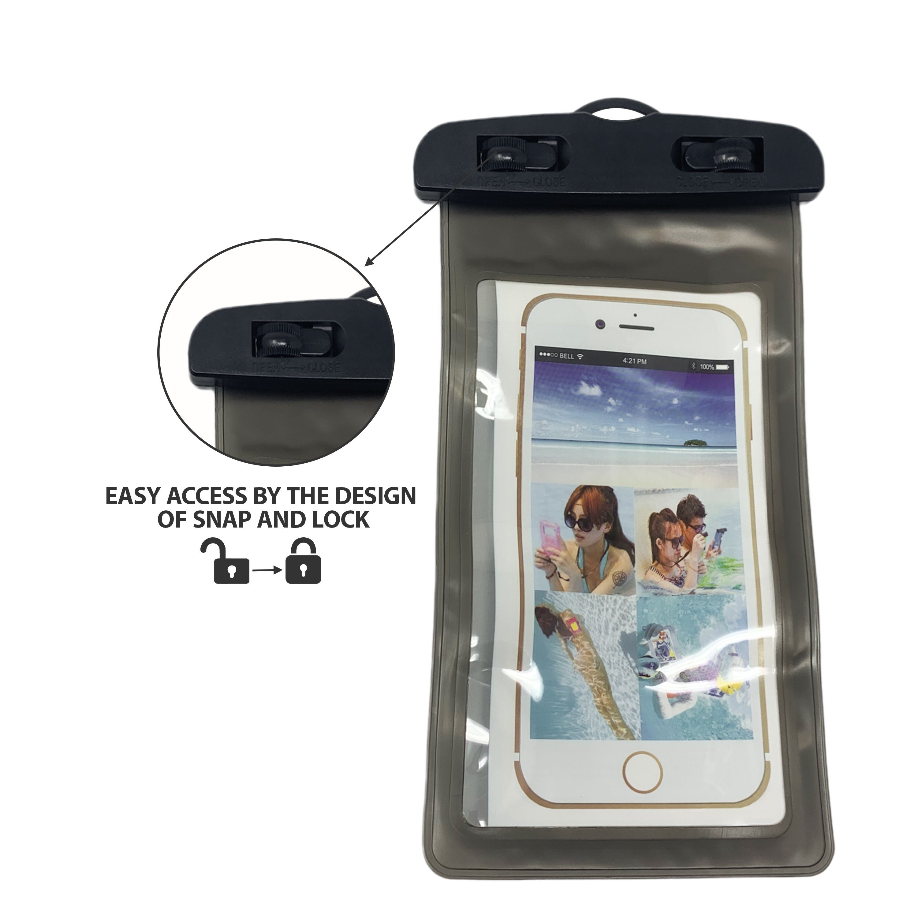 H-basics Handytasche Wasserdichte Handy - Schnee, Hülle Smartphones Schmutz, Umhängeband alle für Schwarz Tasche Sand