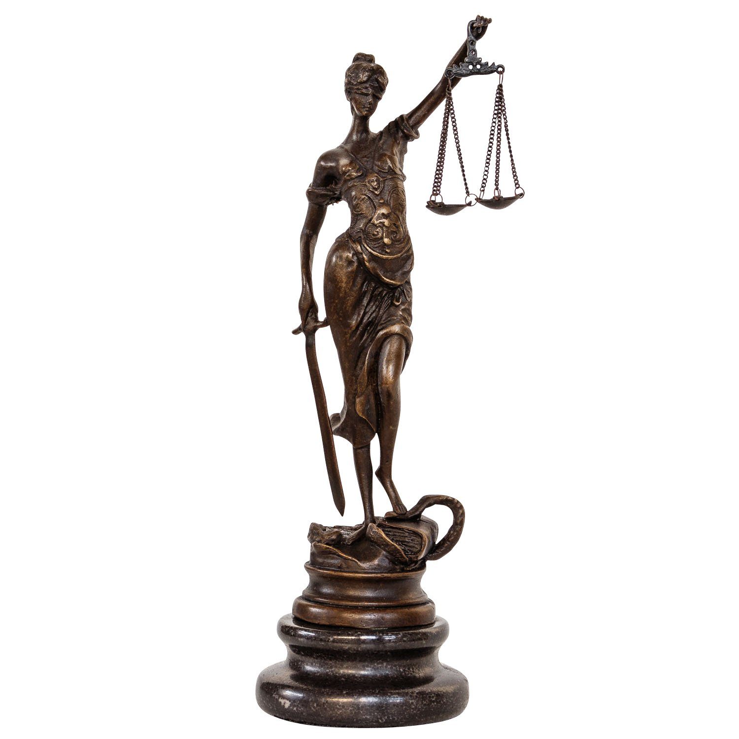 Dekoobjekt Bronzeskulptur Justitia Justizia Bronze Figur Skulptur im Antik-Stil -