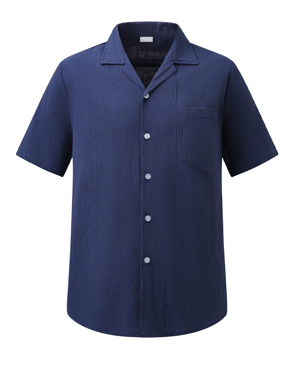 Allthemen Kurzarmhemd Herren Vintage Kubanerkragen Kurzarmhemd Freizeithemd lockerer