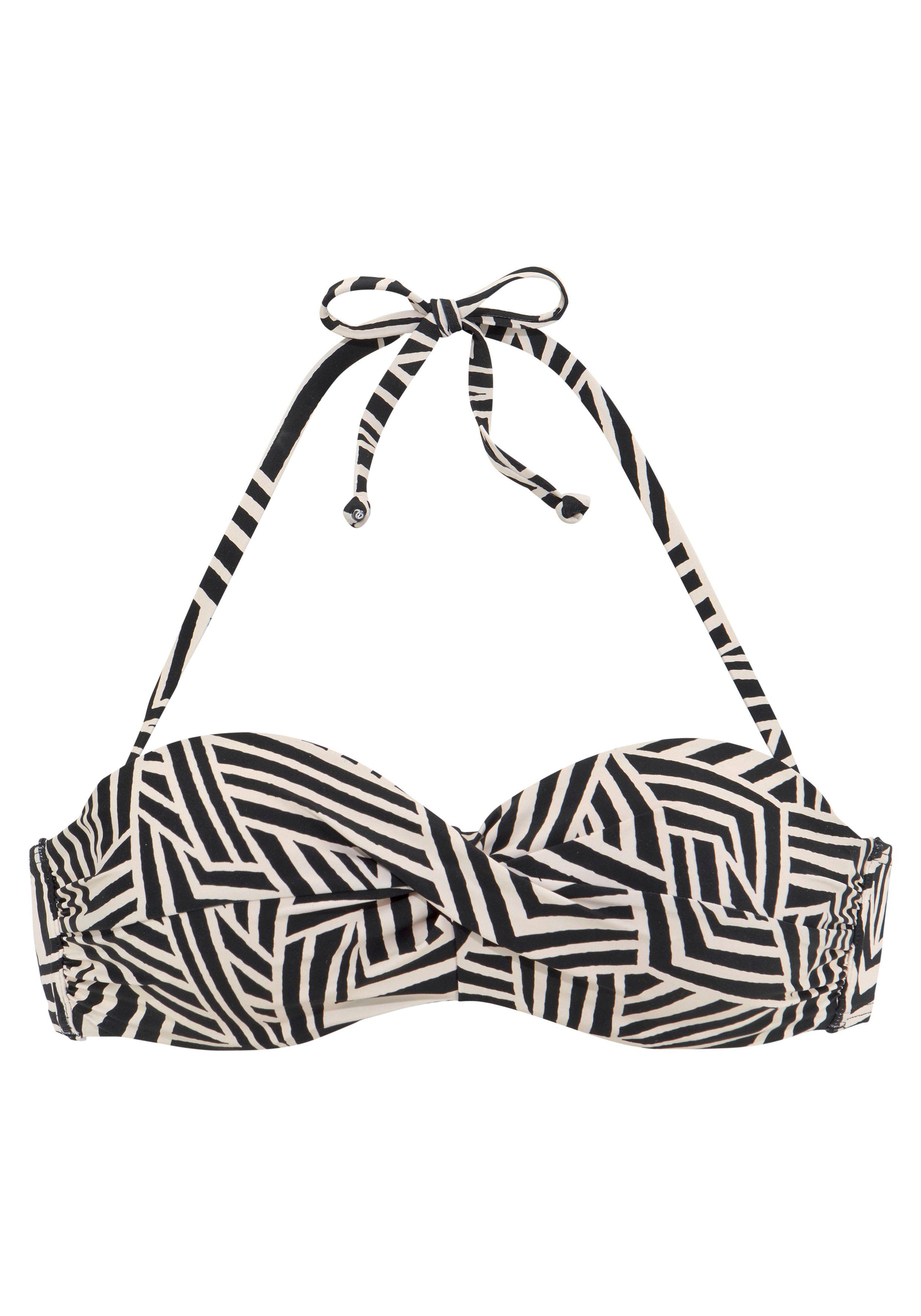 LASCANA Bügel-Bandeau-Bikini-Top Cleo, mit geometrischem Druck günstig online kaufen