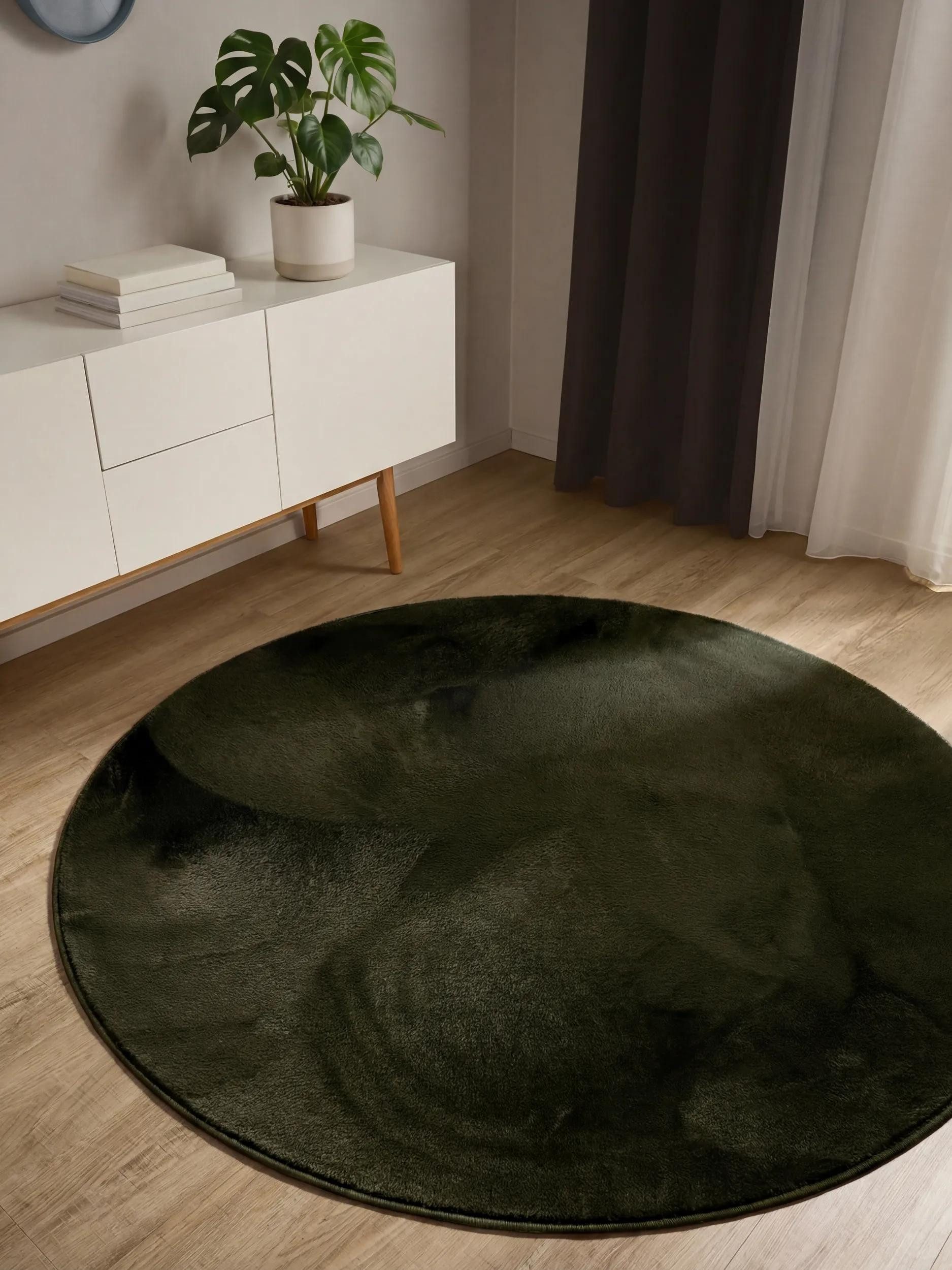 benuta Fellteppich Furry, rund, Höhe: 11 mm, Teppich Wohnzimmer, Esszimmer, Schlafzimmer, Flur, Weich, Rutschfest