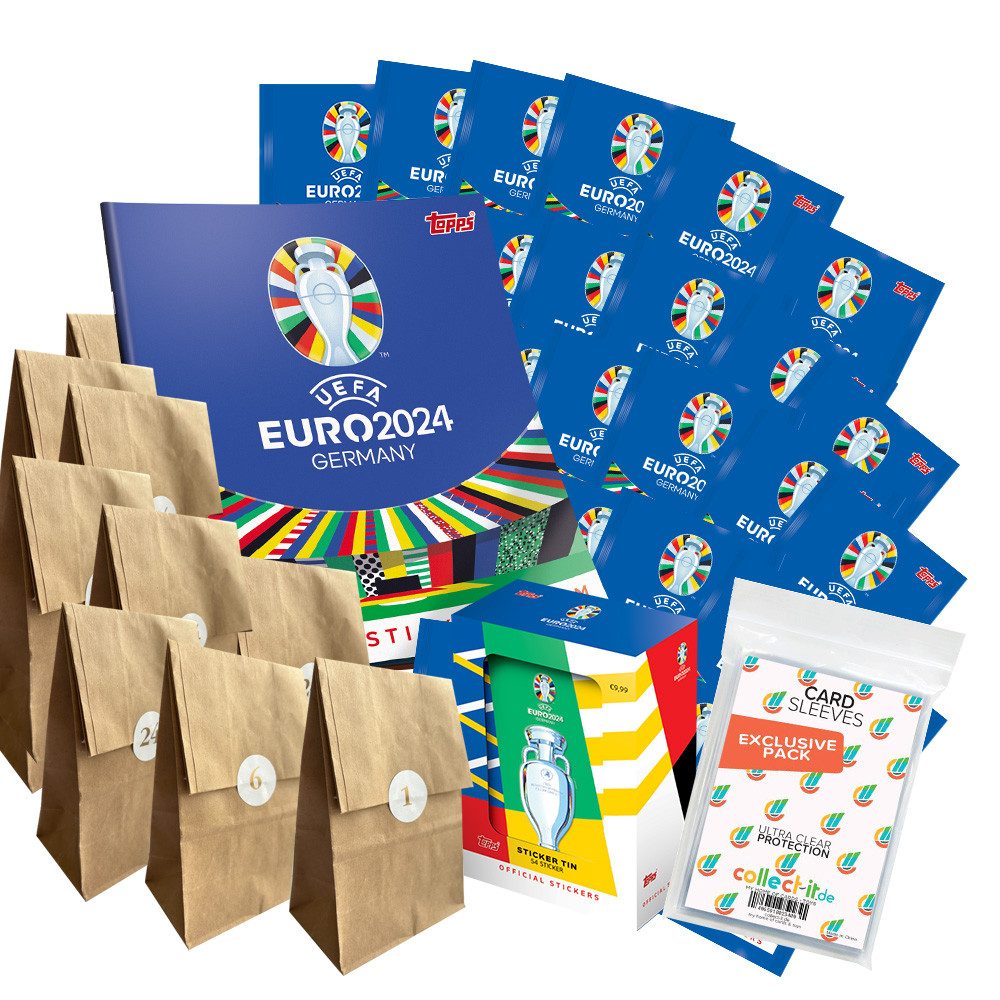 Topps Sammelkarte UEFA EURO Germany Der Adventskalender 2024 24 Überraschungen+Sleeves