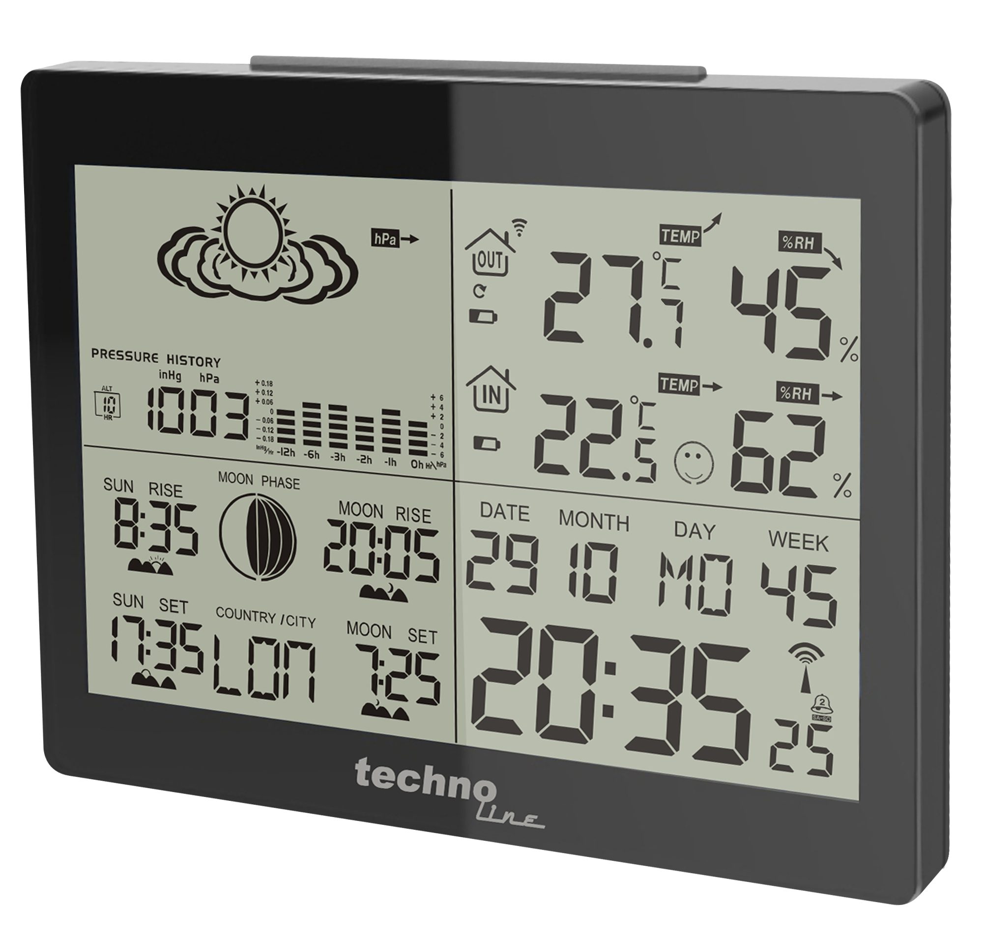 technoline WS 6760 Wetterstation (inklusive Außensender, übersichtliche Anzeige mit mehreren Info auf einen Blick)
