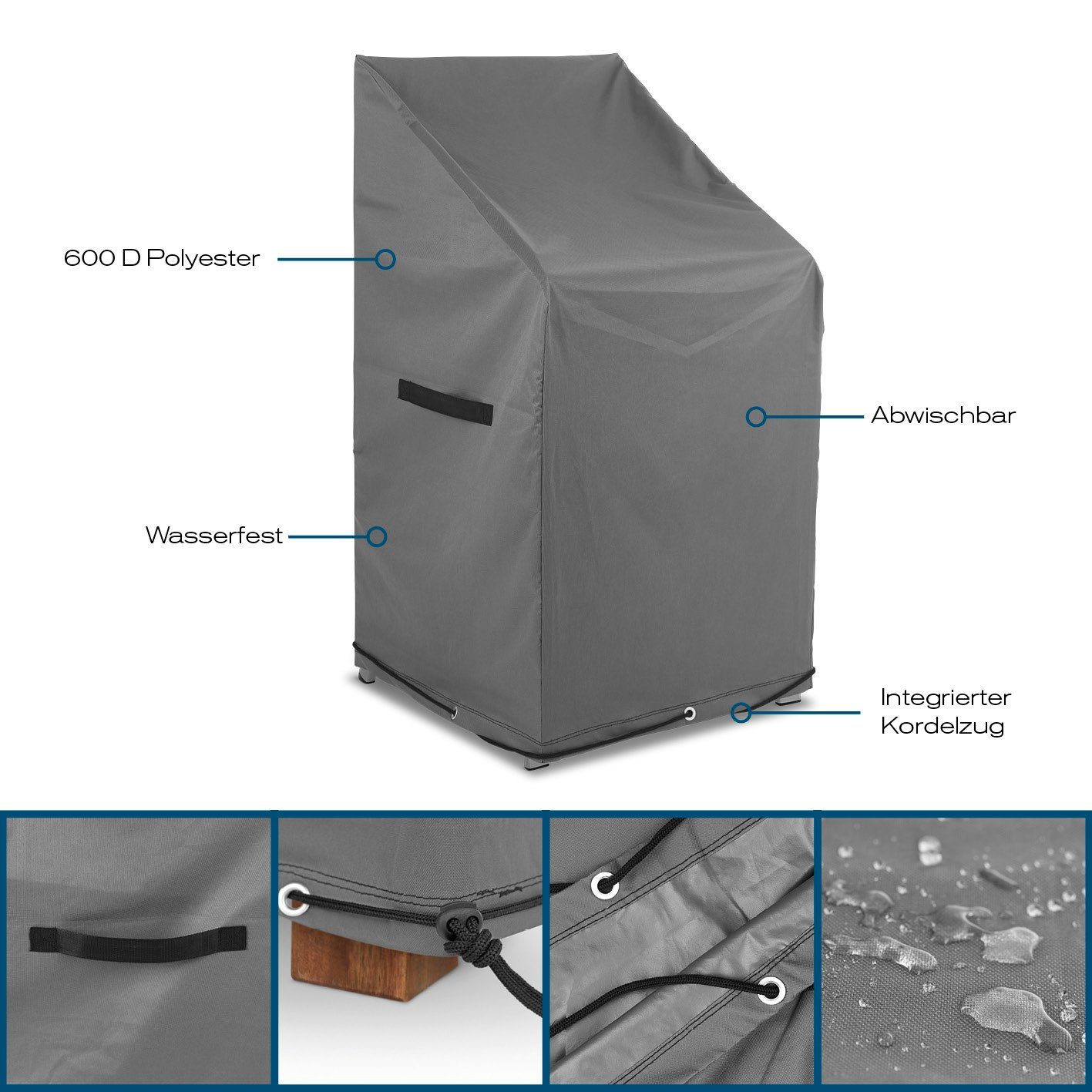 Hoberg Gartenmöbel-Schutzhülle, mit Kordelzug 65x65x120/80cm und UV-beständig Wetterfest