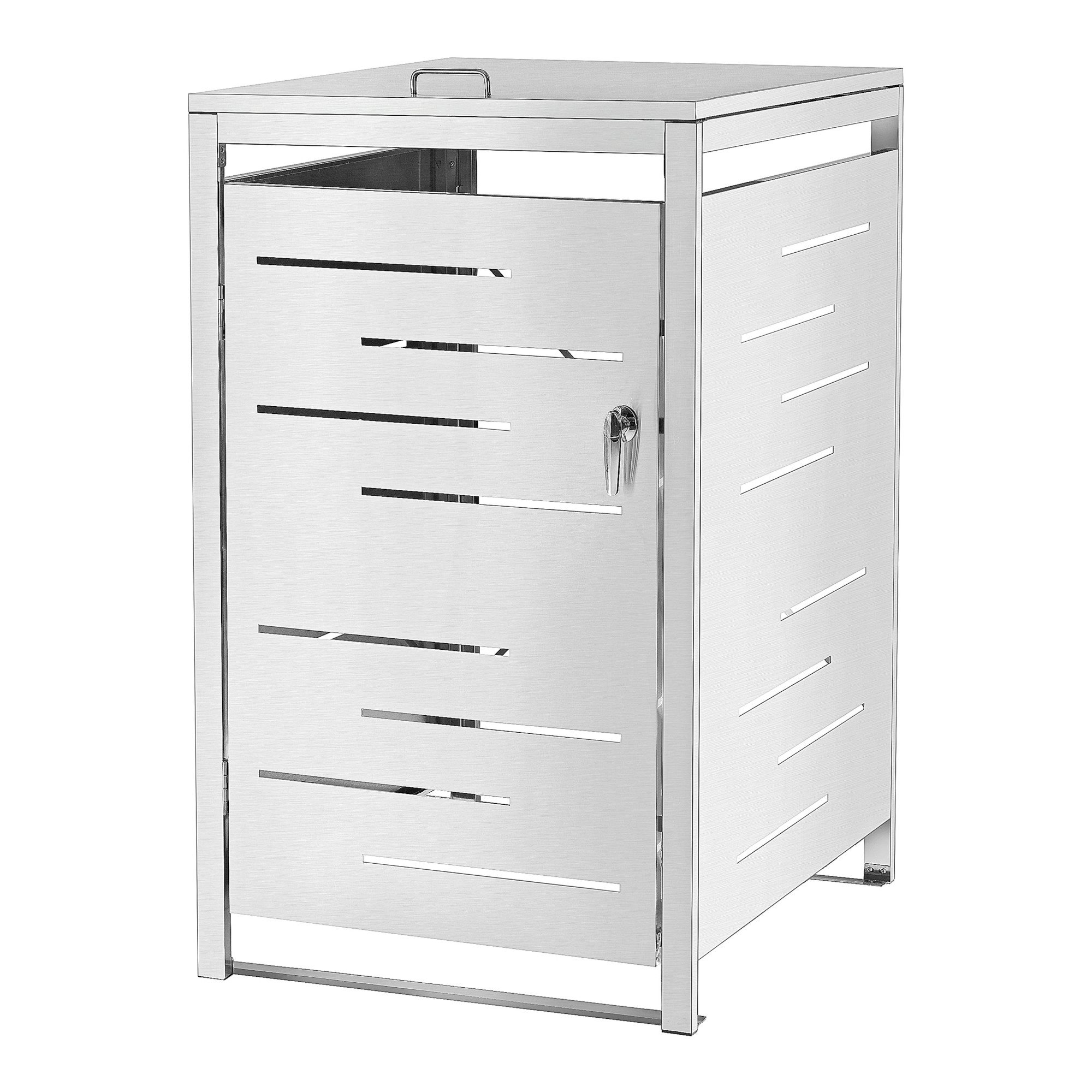 en.casa Mülltonnenbox, »Fahrenwalde« Mülltonnen Verkleidung für 1 Tonne Edelstahl Silber