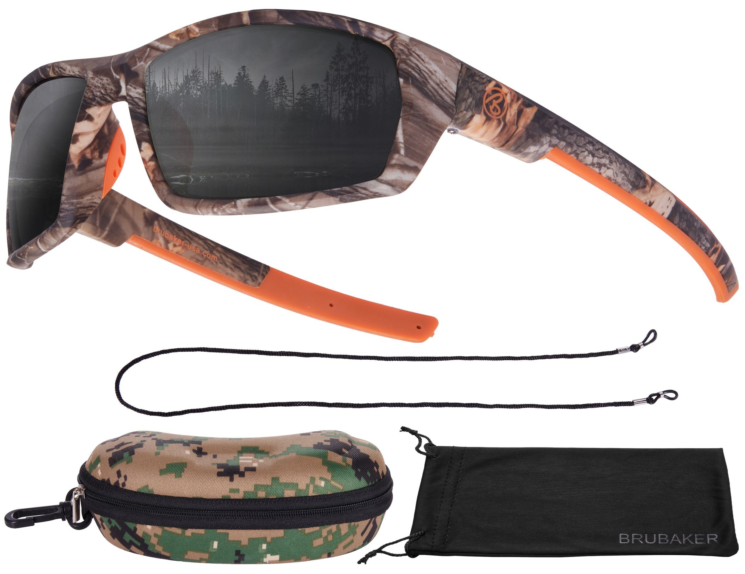 BRUBAKER Sonnenbrille Polarisierte Camouflage Brille Sonnengläser mit UV-Schutz für Indoor- und Outdooraktivitäten Schwarz