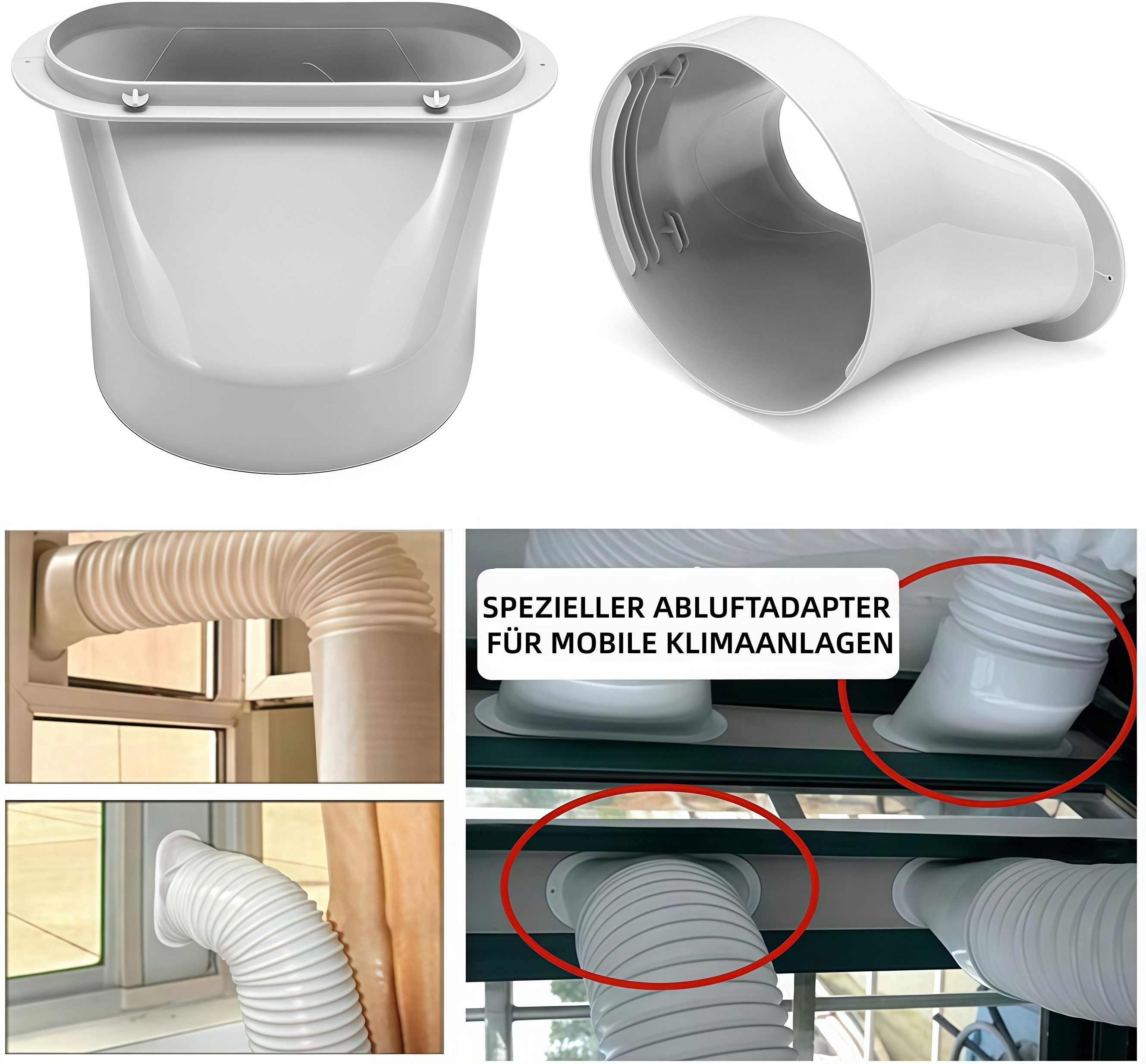 FOUORTUNATE-BEE Anschlussstück Abluftadapter für mobile Klimaanlagen – Flachkanal-Anschluss, Fenster- und Geräteadapter für mobile Klimaanlagen – Bild 4 von 5