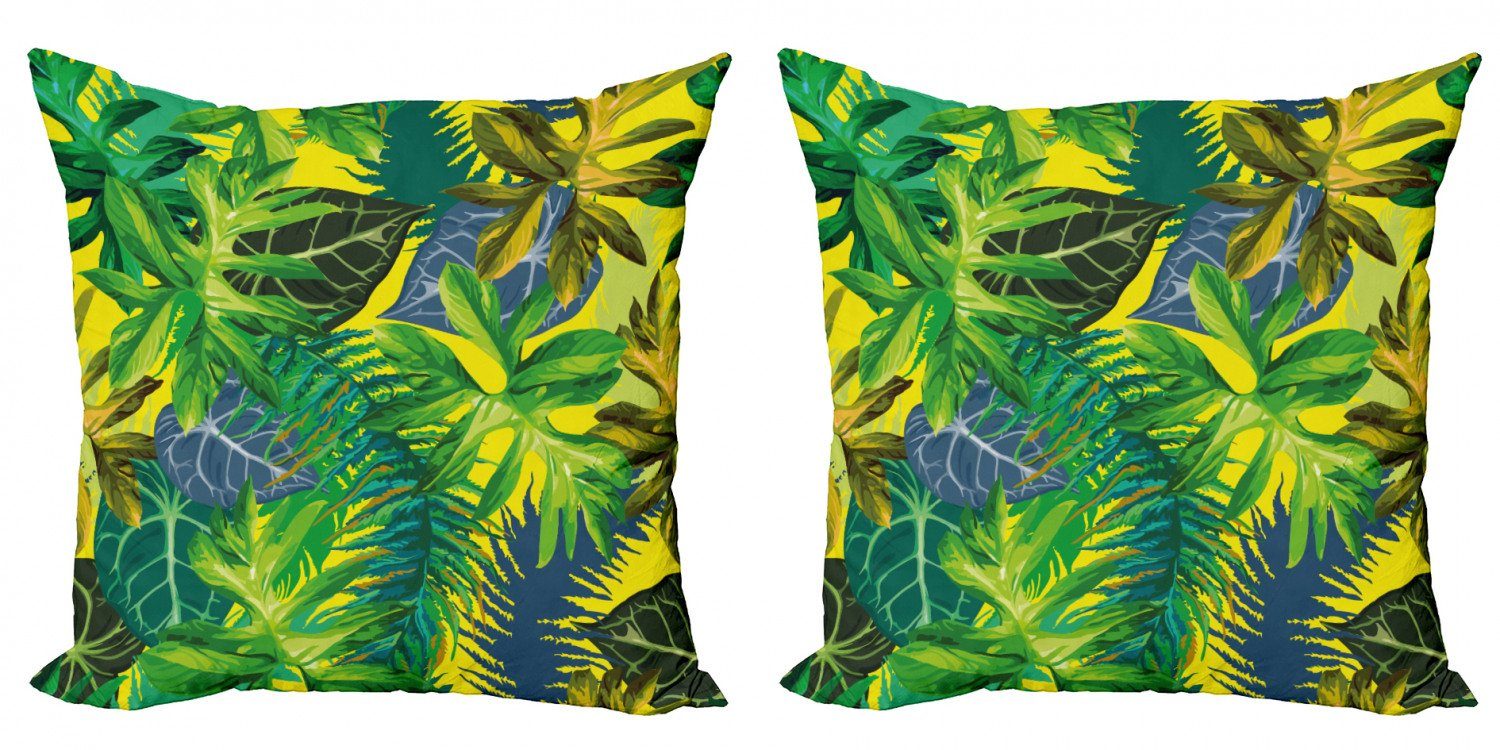Kissenbezüge Modern Accent Doppelseitiger Digitaldruck, Abakuhaus (2 Stück), Pflanze Exotische Blätter Aquarell