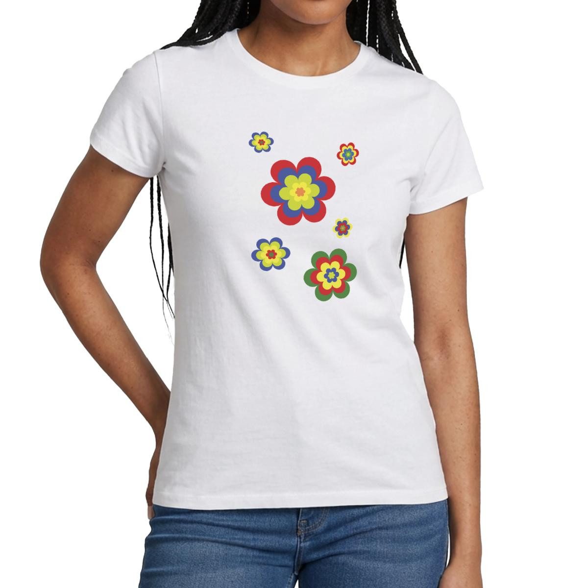 T-Shirt Hippie Flower Power Blumen Frauen T-Shirt