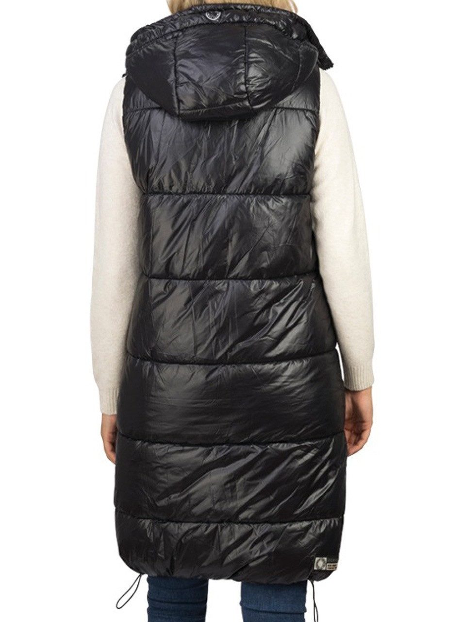 DENIMFY Outdoorjacke Damen Steppweste DFCaro Regular Fit knielange Übergangsweste mit Kapuze
