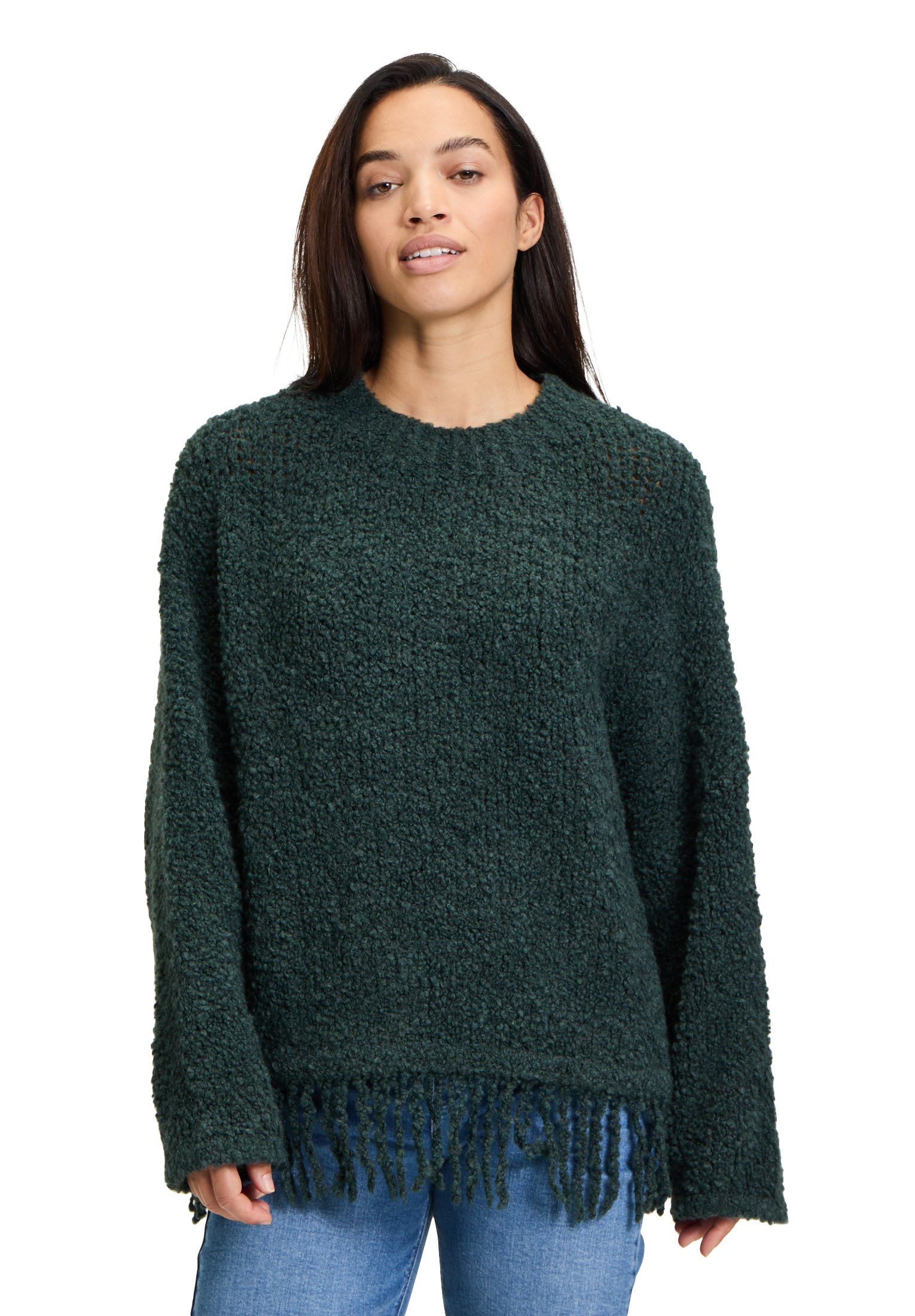 Cartoon Strickpullover Damen Strickpullover mit Fransen (1-tlg) Fransen günstig online kaufen