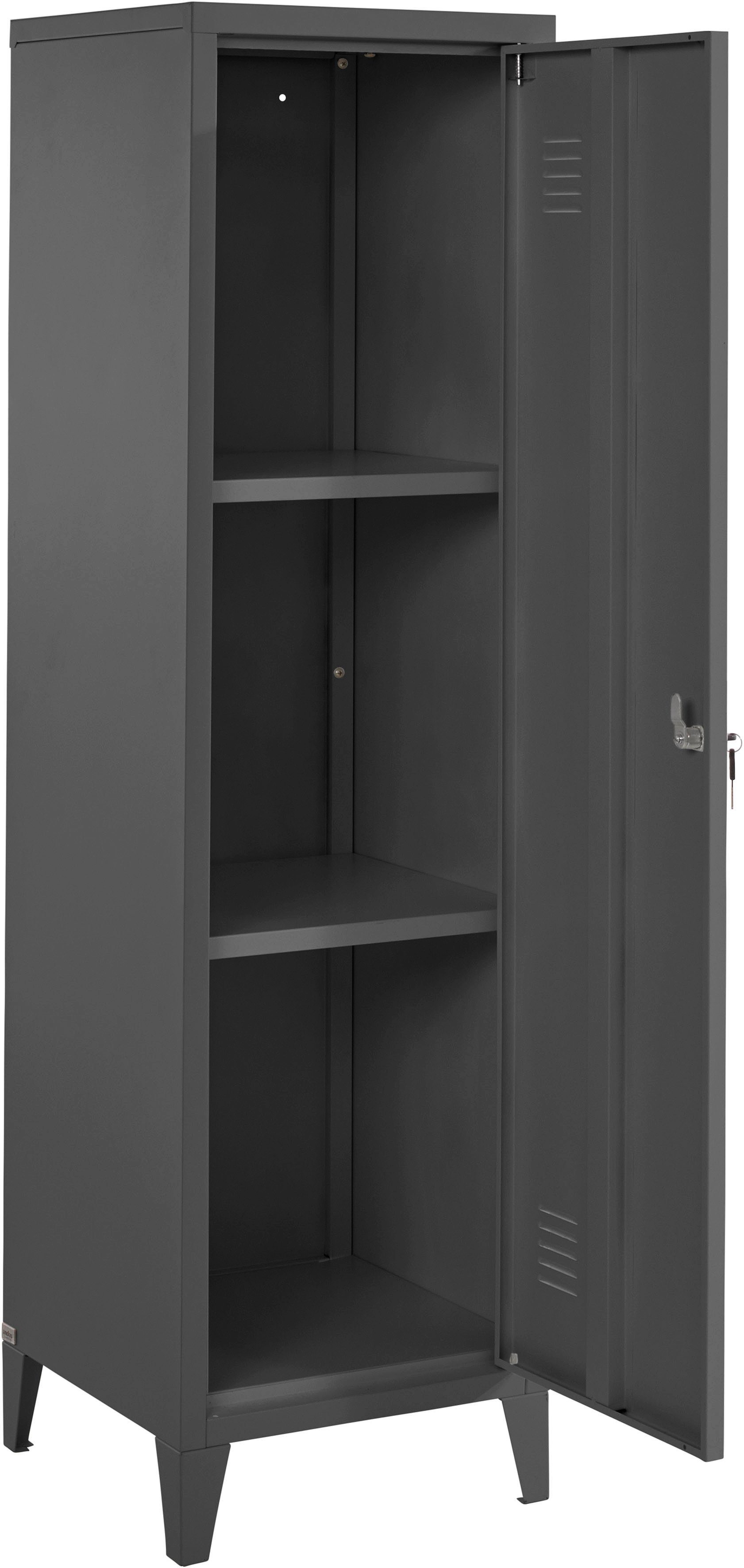 hinter schwarz cm andas Höhe Midischrank Jensjorg Midischrank Tür, Metall, aus 2 der Einlegeböden 137 x