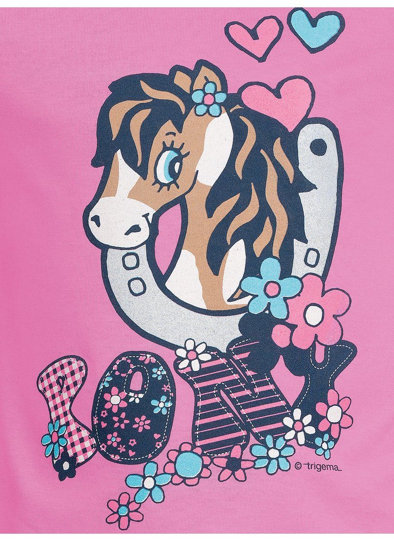 Trigema süßem Langarmshirt candy mit Pony-Print Longsleeve TRIGEMA