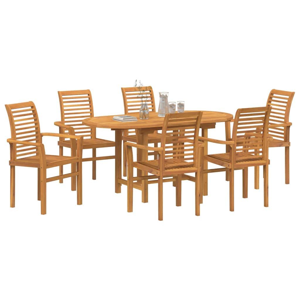 vidaXL Gartenlounge-Set Garten Essgruppe 7 Stk. Braun Massivholz, (7-tlg)