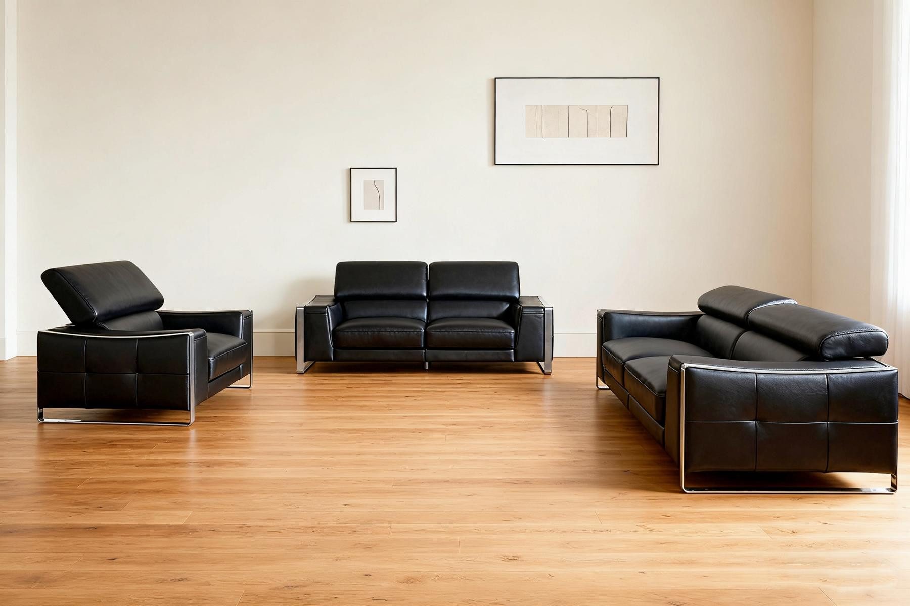 Salottini Polstergarnitur Sofagarnitur Andrea 3/2/1 Leder Polstergarnitur, (3-tlg), Federkern