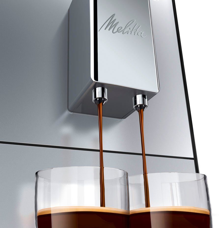 Melitta Café breit für & crème 20cm nur Perfekt E950-203, Espresso, Kaffeevollautomat silber/schwarz, Solo®