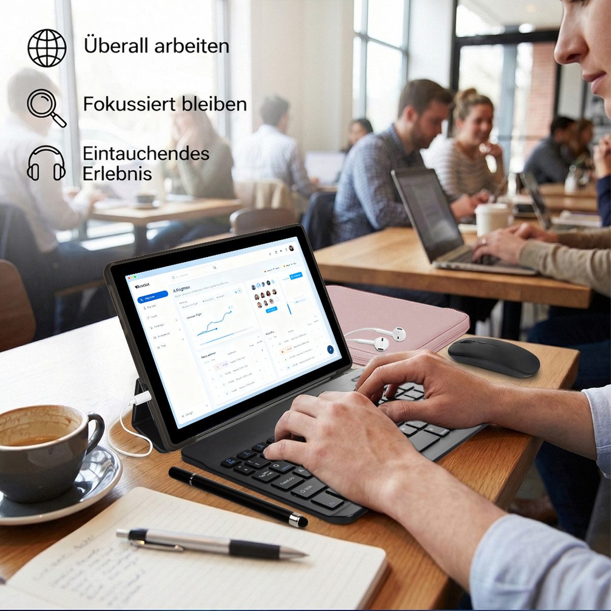 BUFO 10.1 Zoll Android, 4GB/6GB+128GB, 1280x800 HD, incl. Hülle Set Tablet (10", 128 GB, Android 16)