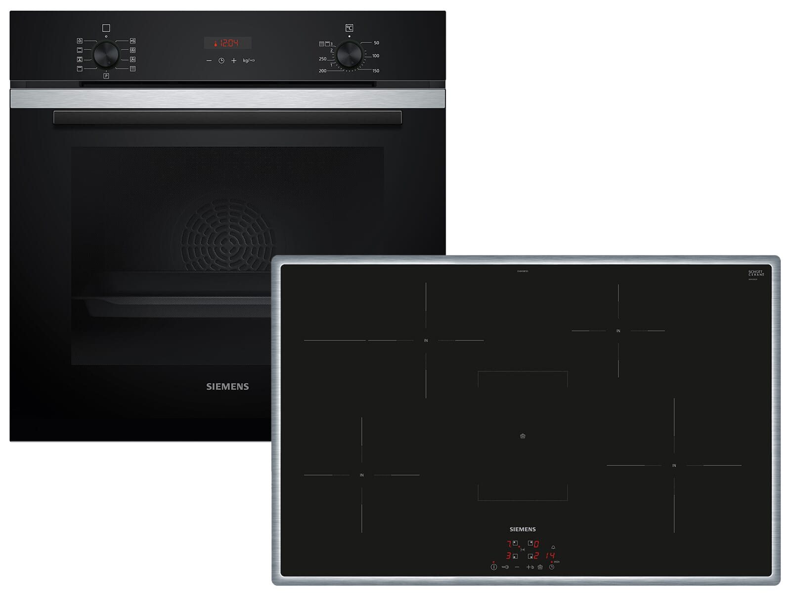 SIEMENS Backofen-Set, mit Teleskopauszug nachrüstbar, Pyrolyse-Selbstreinigung, Powerboost-Funktion, Timer