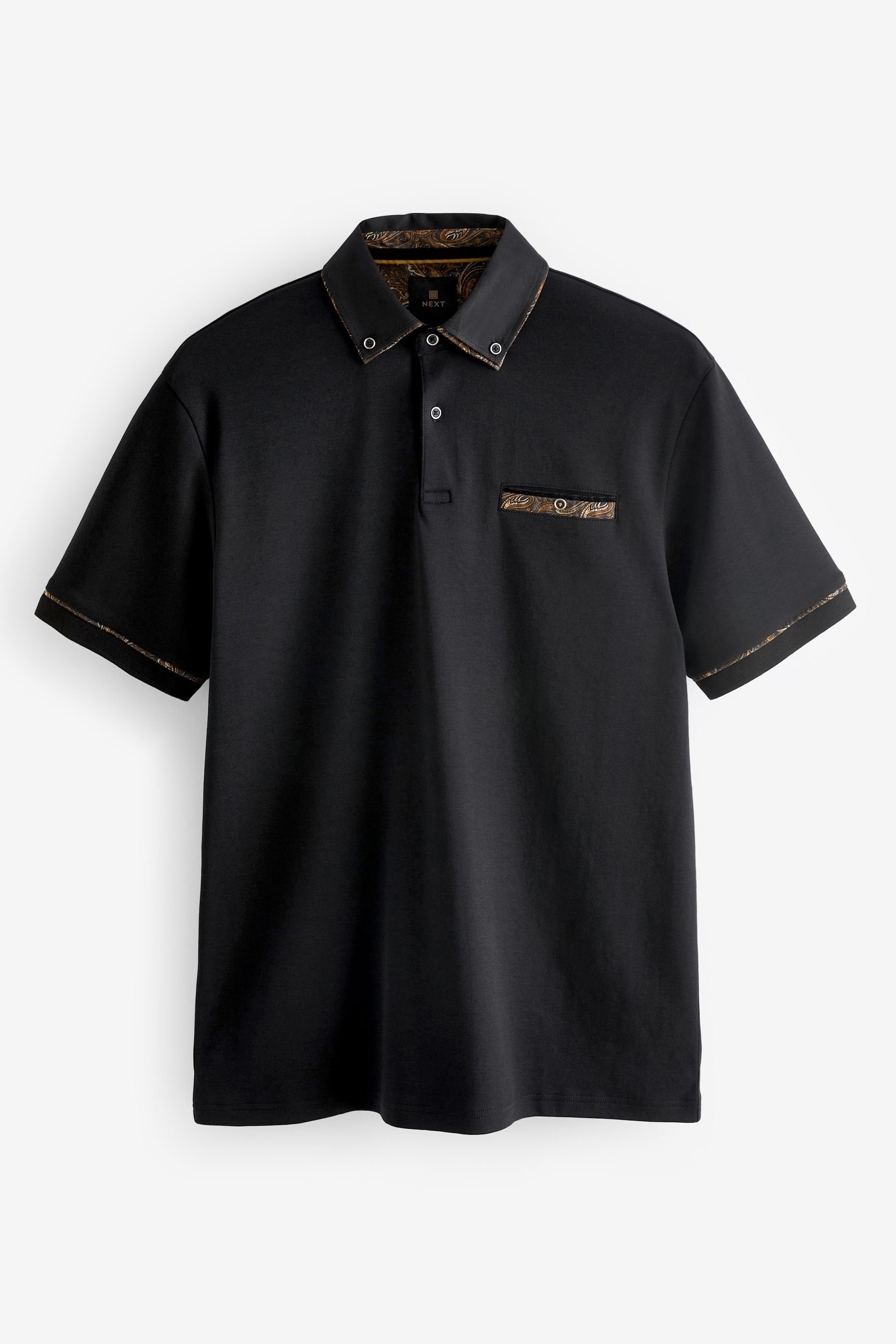 Next Poloshirt Polohemd mit elegantem Kragen (1-tlg) Black/Gold