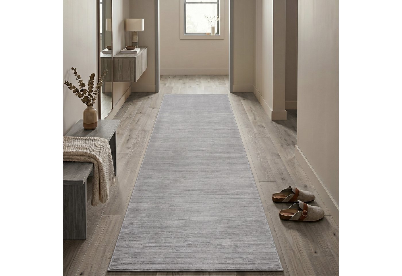 Sehrazat Teppich LIMA, auch als Läufer und in RUnd, rechteckig, Höhe: 10 mm, Kurzflor, Linienstruktur, leichter Glanz, Wohnzimmer