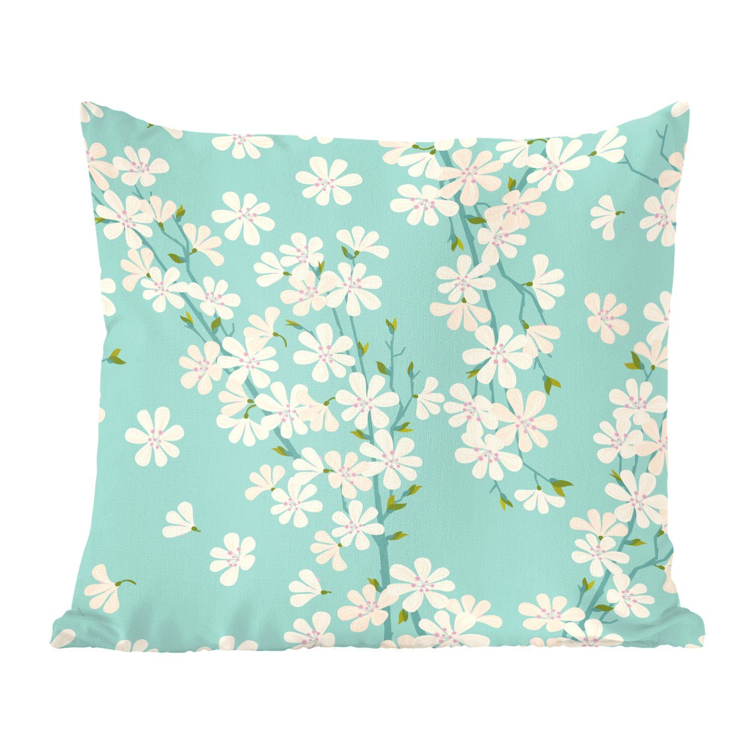 Muster, Dekokissen Füllung mit Sakura Blumen Deko, für Wohzimmer, - Zierkissen Sofakissen Schlafzimmer, - MuchoWow