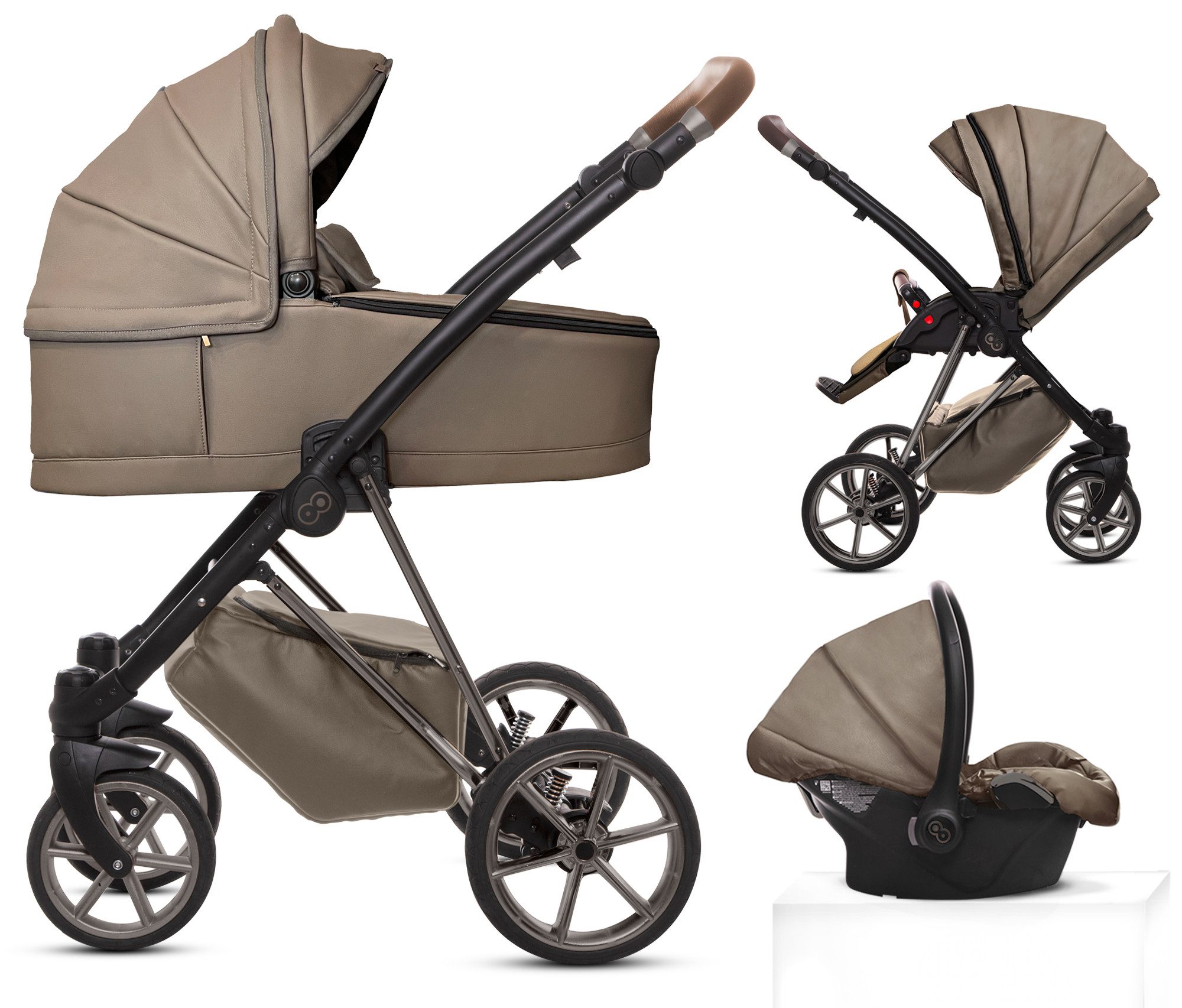 Kombi-Kinderwagen 3in1 Musse Royal, Baby Buggy Babywanne 5-Punkt-Sicherheitsgurt