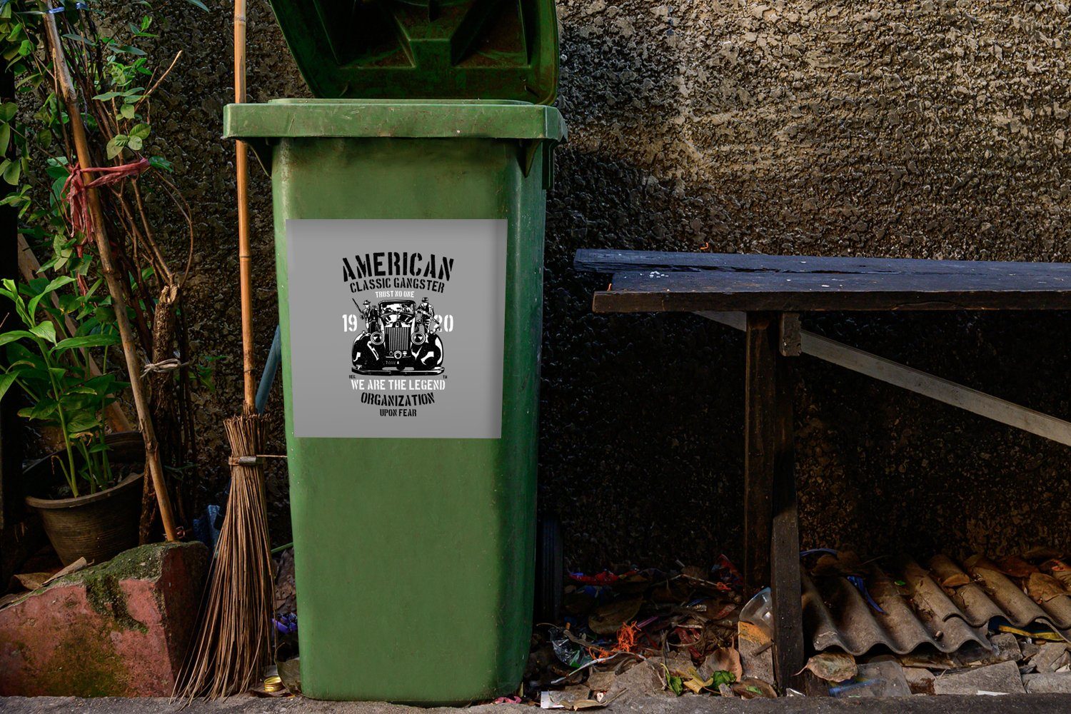 Mülleimer-aufkleber, Vintage MuchoWow Container, (1 - Waffen Mülltonne, Abfalbehälter - Auto Wandsticker Sticker, Mancave Amerika St), - -