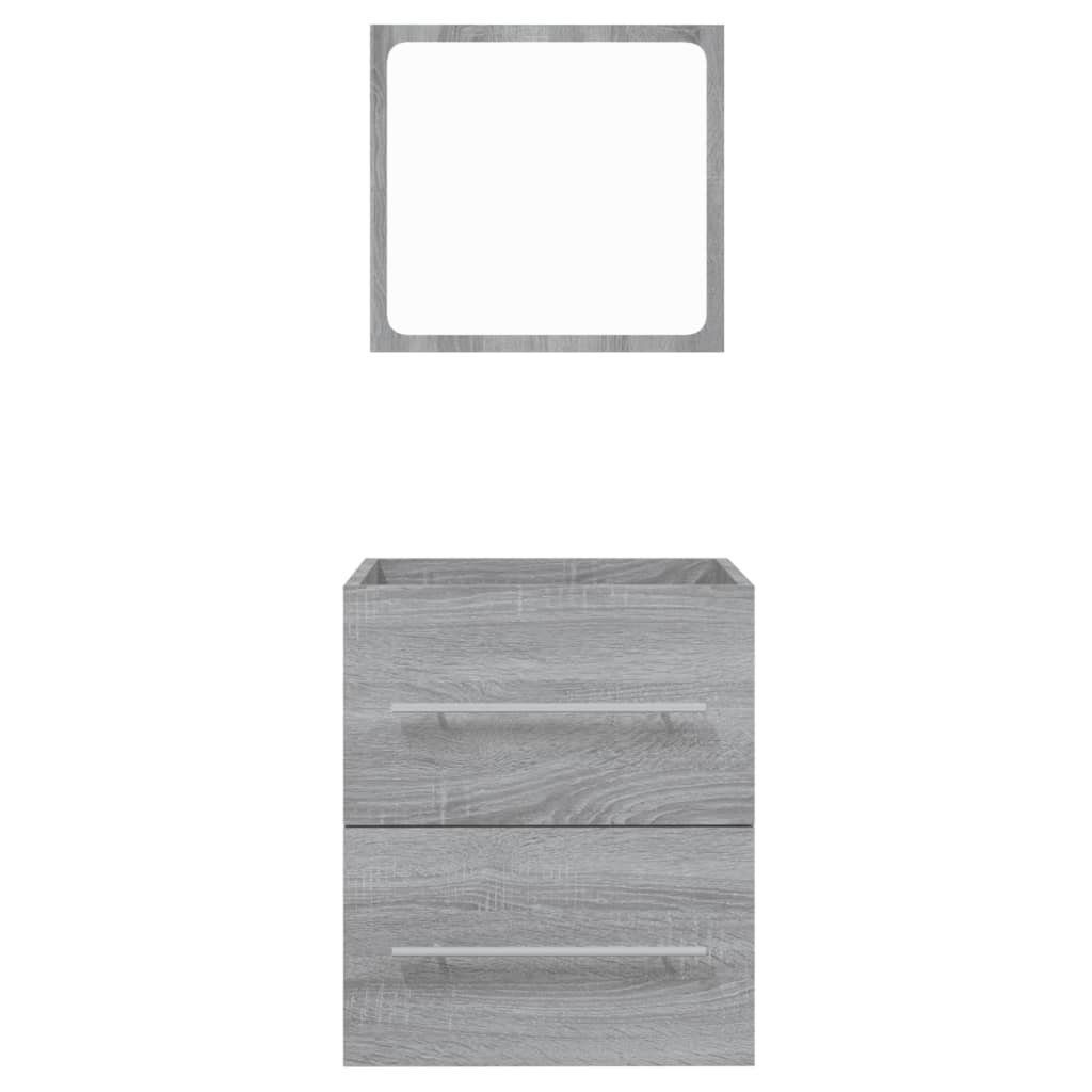Badezimmer-Set Grau Sonoma (1-St) vidaXL cm, Spiegel mit 41x38,5x48 Badschrank