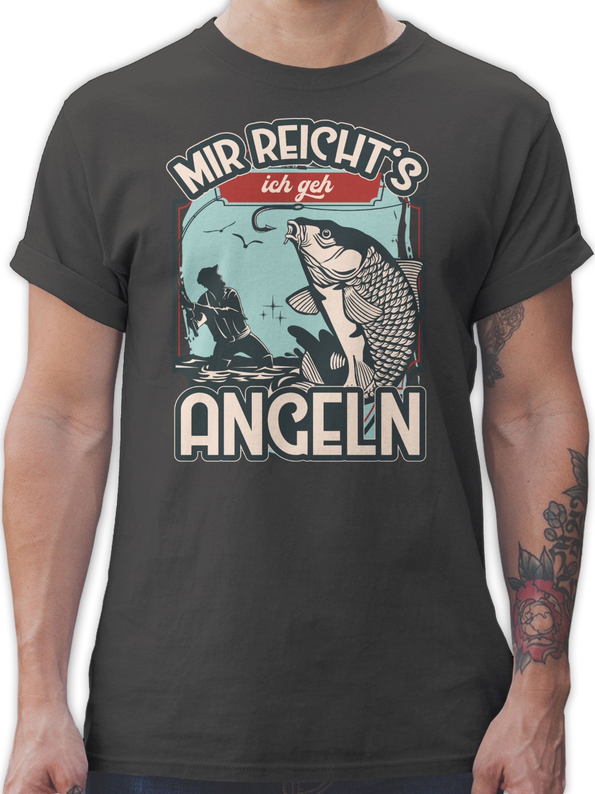 reicht's Geschenke ich Angler Mir angeln 02 T-Shirt Dunkelgrau Shirtracer geh