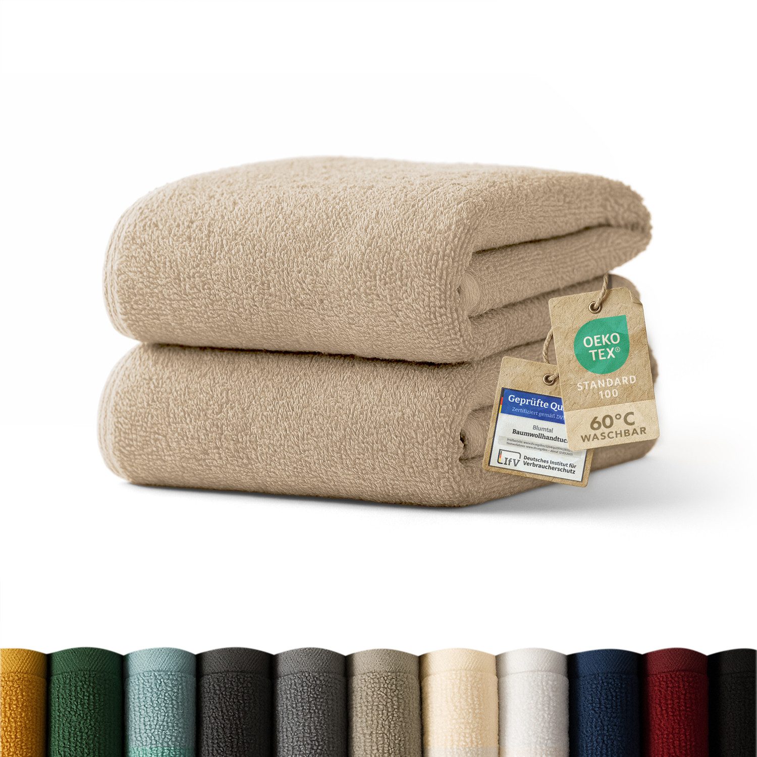 Blumtal Handtücher 2er-Set Premium Frottier-Handtücher, 50x100cm, 100% Baumwolle, Frottee (2X (50x100 cm), 2-St), Oeko-TEX zertifiziert - Ultra saugstarkes Frottier Handtücher