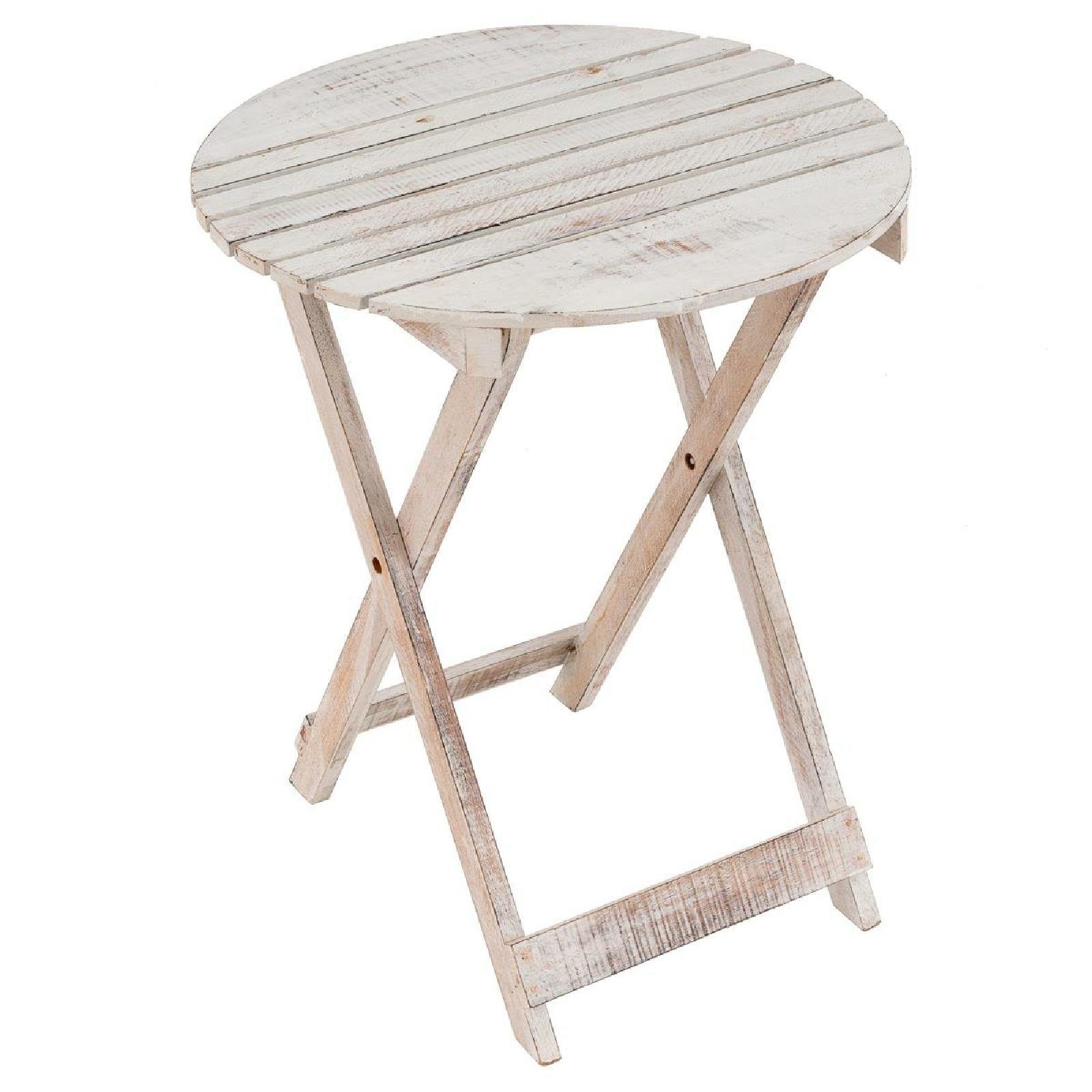 VCM Gartentisch Balkontisch geflammt H. 60 x B. 50 x T. 50 cm, Klapptisch, Holz geflammt rund Ø 50cm