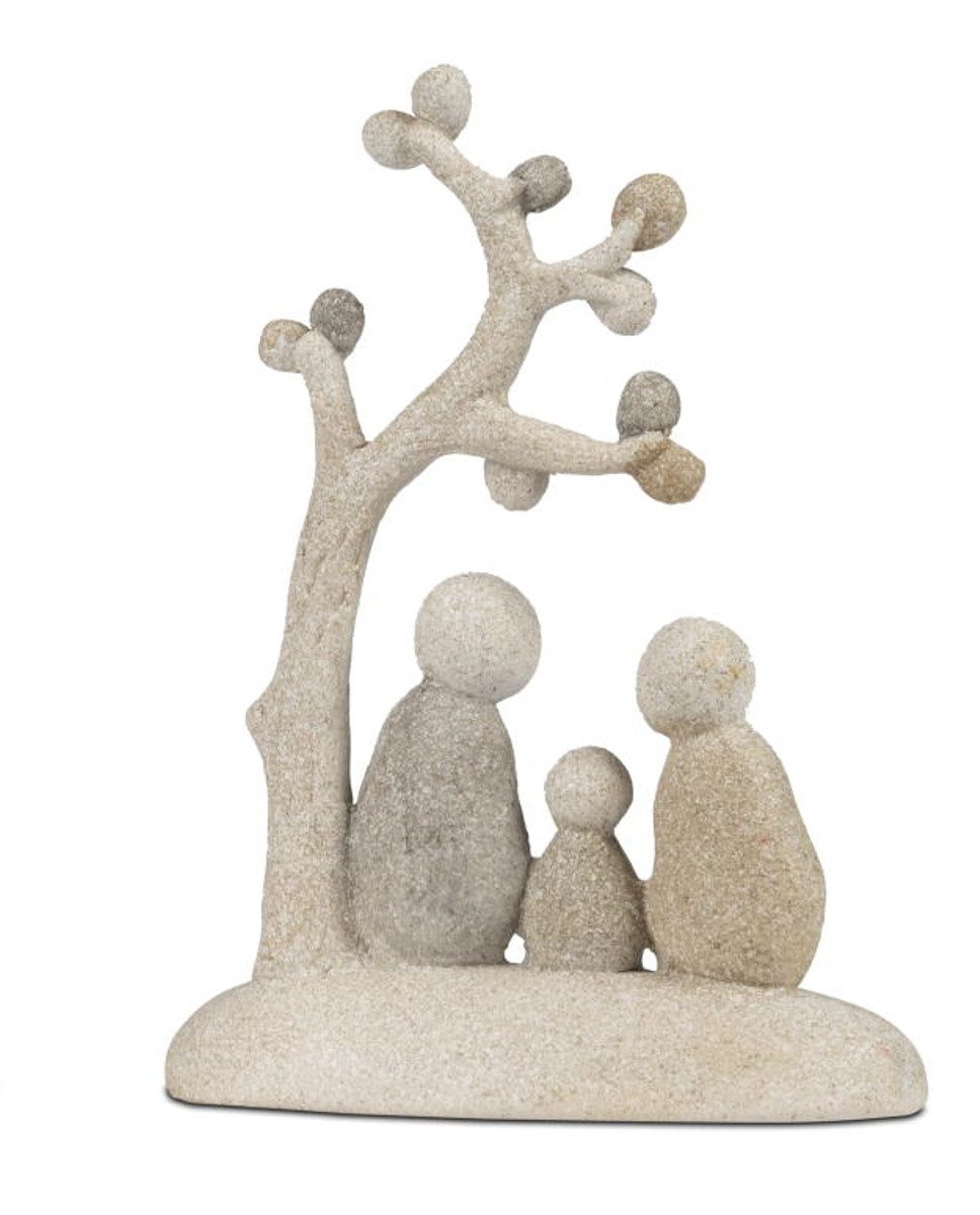 formano Dekofigur Steinmännchen Paar mit Baum und Kind 15 cm Kunststein (1 St)