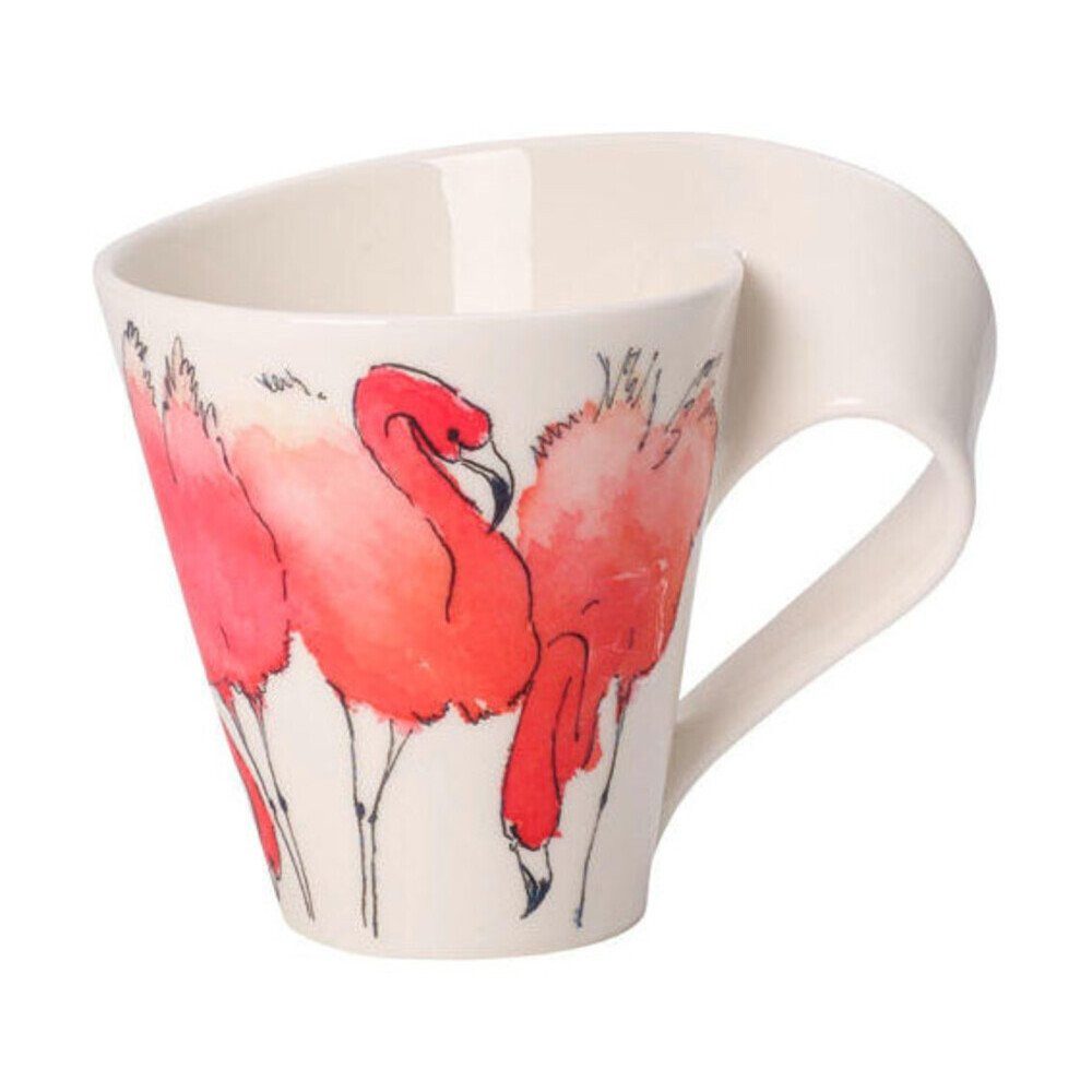 Villeroy & Boch Becher New Wave Caffe Becher mit Henkel Rosa Flamingo, Premium Porcelain