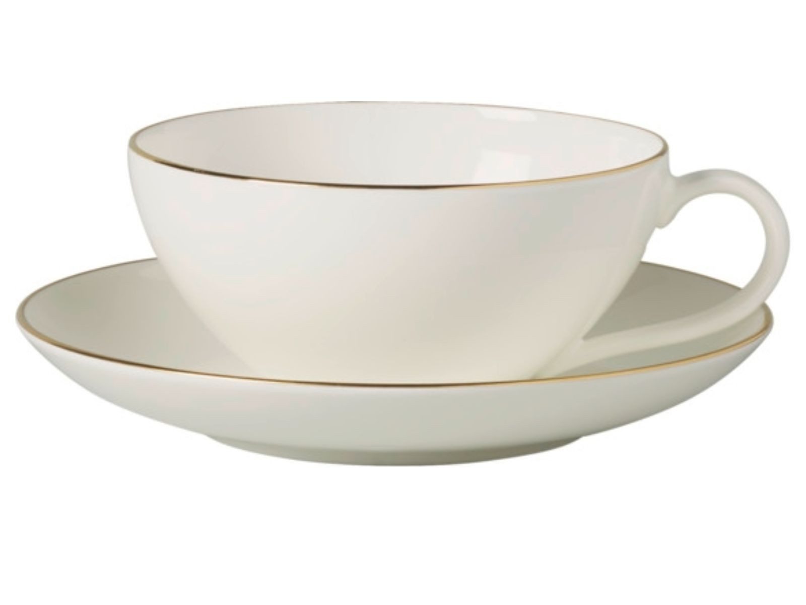 Villeroy & Boch Tasse Signature Anmut Gold Teetasse mit Untertasse 2tlg., Premium Porcelain