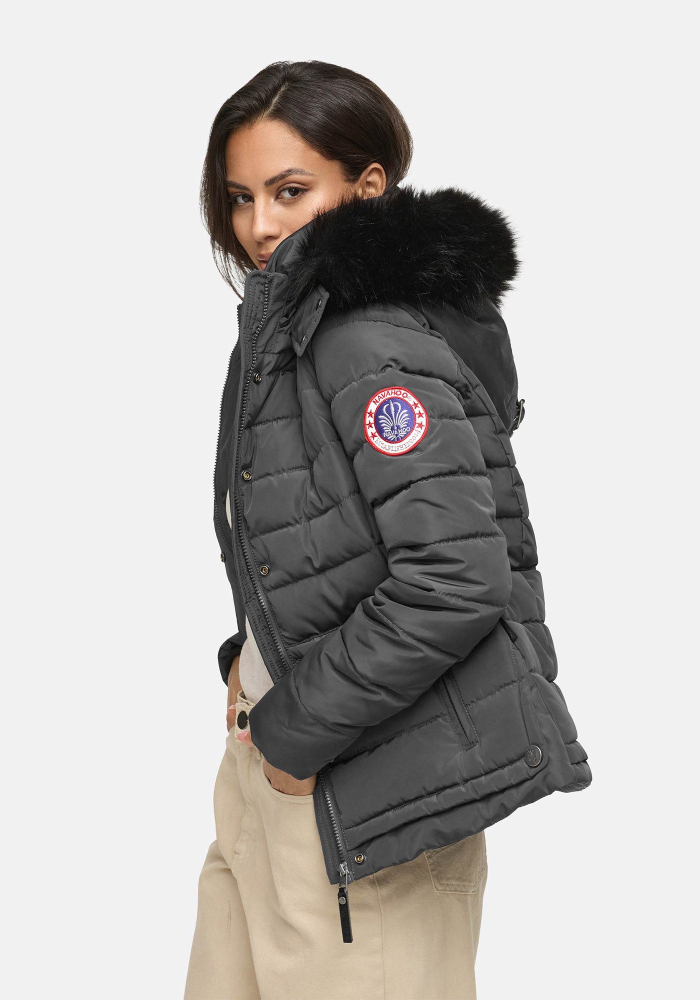 Navahoo Steppjacke Chloe hochwertige Winterjacke mit abnehmbarer Kapuze – Bild 3 von 5