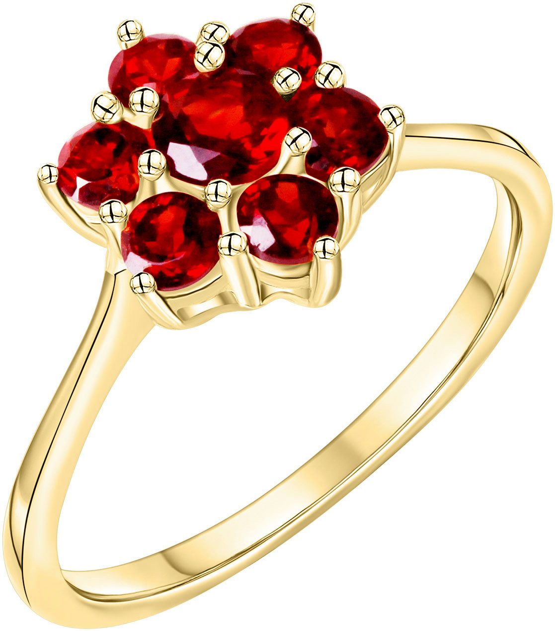 Firetti Fingerring Schmuck Geschenk Gold 333 Fingerring Damenring Blume, mit Granat